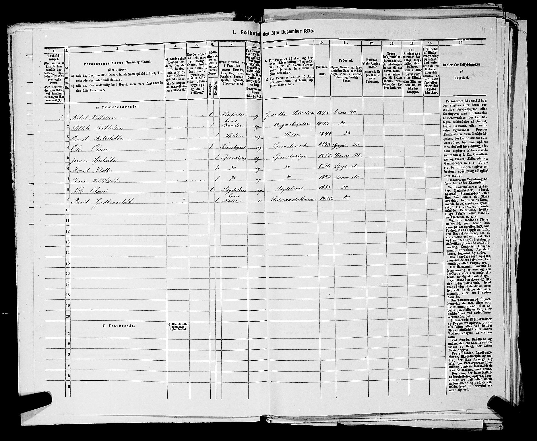 SAKO, 1875 census for 0631P Flesberg, 1875, p. 790