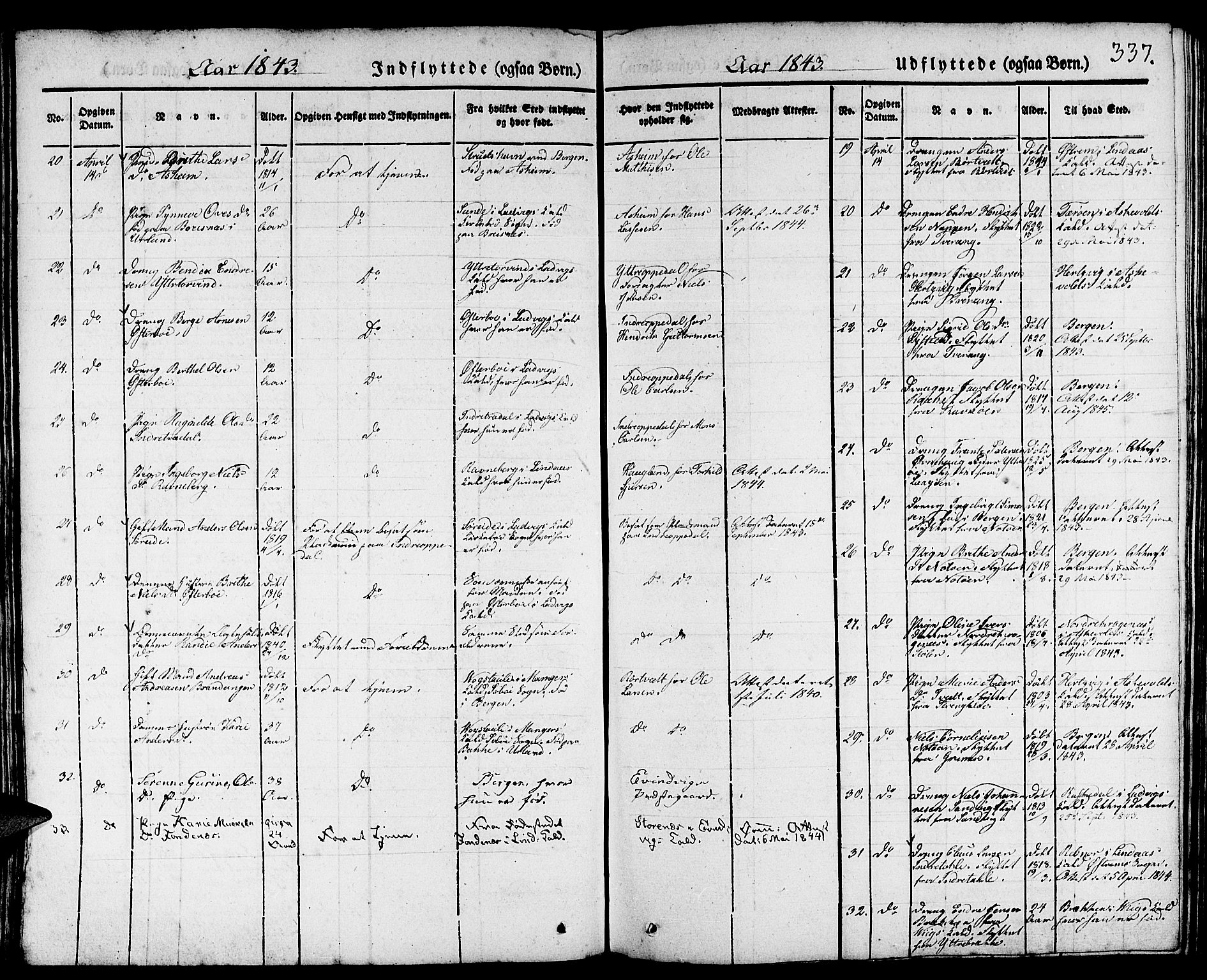 Gulen sokneprestembete, AV/SAB-A-80201/H/Haa/Haaa/L0020: Parish register (official) no. A 20, 1837-1847, p. 337