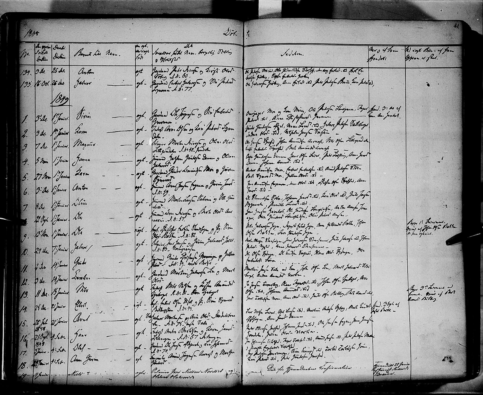 Elverum prestekontor, AV/SAH-PREST-044/H/Ha/Haa/L0009: Parish register (official) no. 9, 1843-1856, p. 41