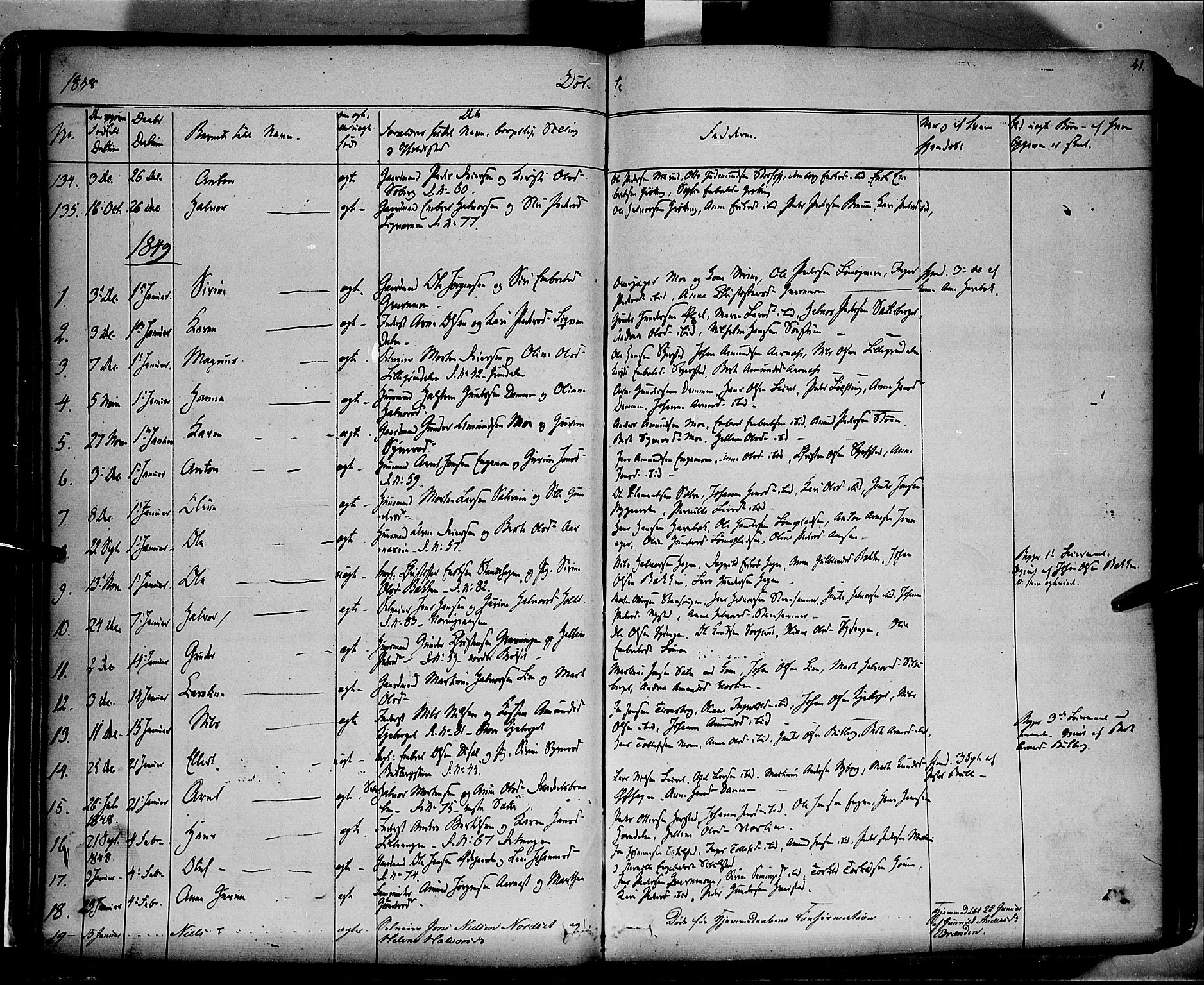 Elverum prestekontor, SAH/PREST-044/H/Ha/Haa/L0009: Parish register (official) no. 9, 1843-1856, p. 41