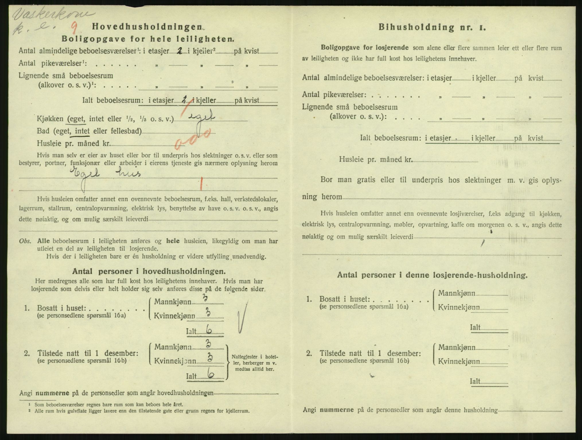 SAH, 1920 census for Lillehammer, 1920, p. 2943