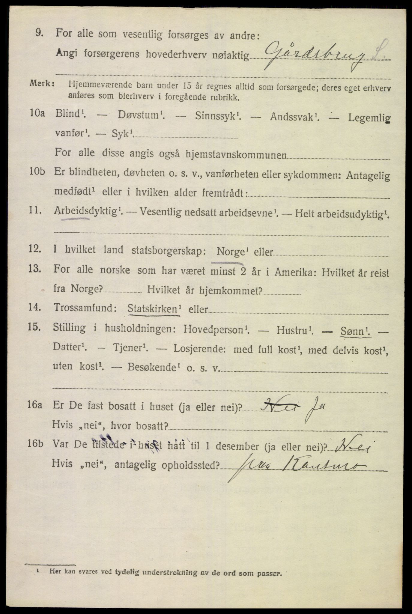 SAK, 1920 census for Konsmo, 1920, p. 1215