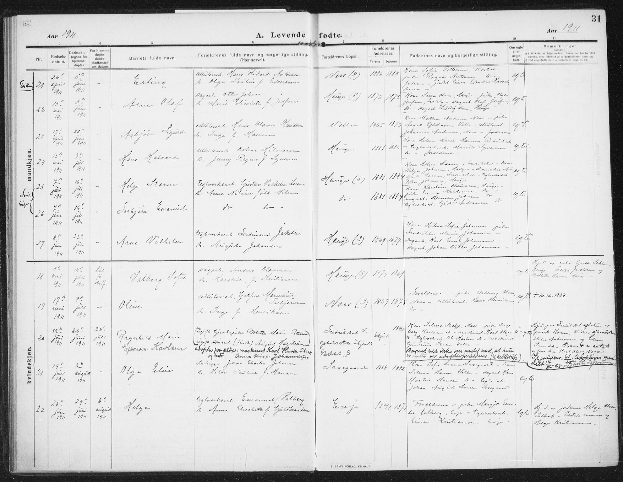 Rolvsøy prestekontor Kirkebøker, AV/SAO-A-2004/F/Fa/L0002: Parish register (official) no. 2, 1909-1917, p. 31