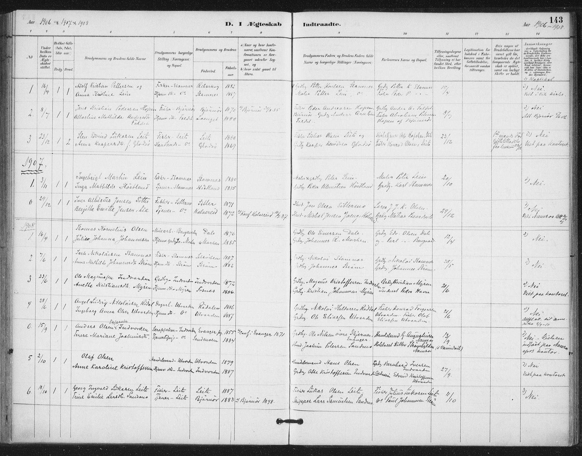 Ministerialprotokoller, klokkerbøker og fødselsregistre - Nord-Trøndelag, SAT/A-1458/772/L0603: Parish register (official) no. 772A01, 1885-1912, p. 143
