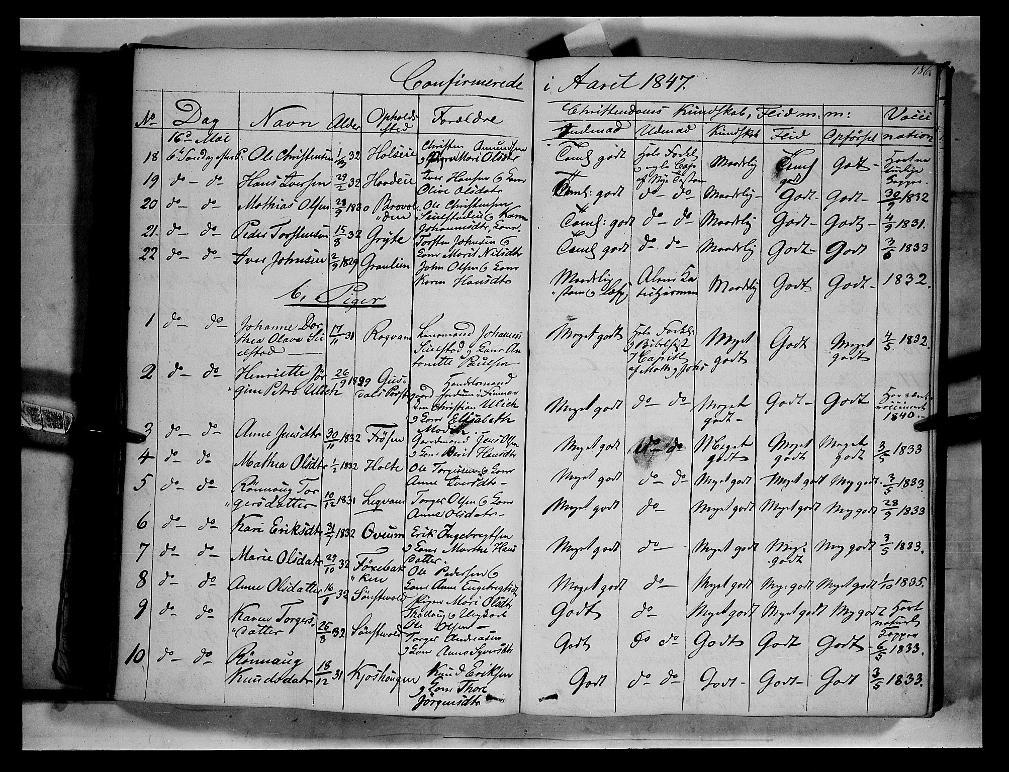 Gausdal prestekontor, SAH/PREST-090/H/Ha/Haa/L0007: Parish register (official) no. 7, 1840-1850, p. 186