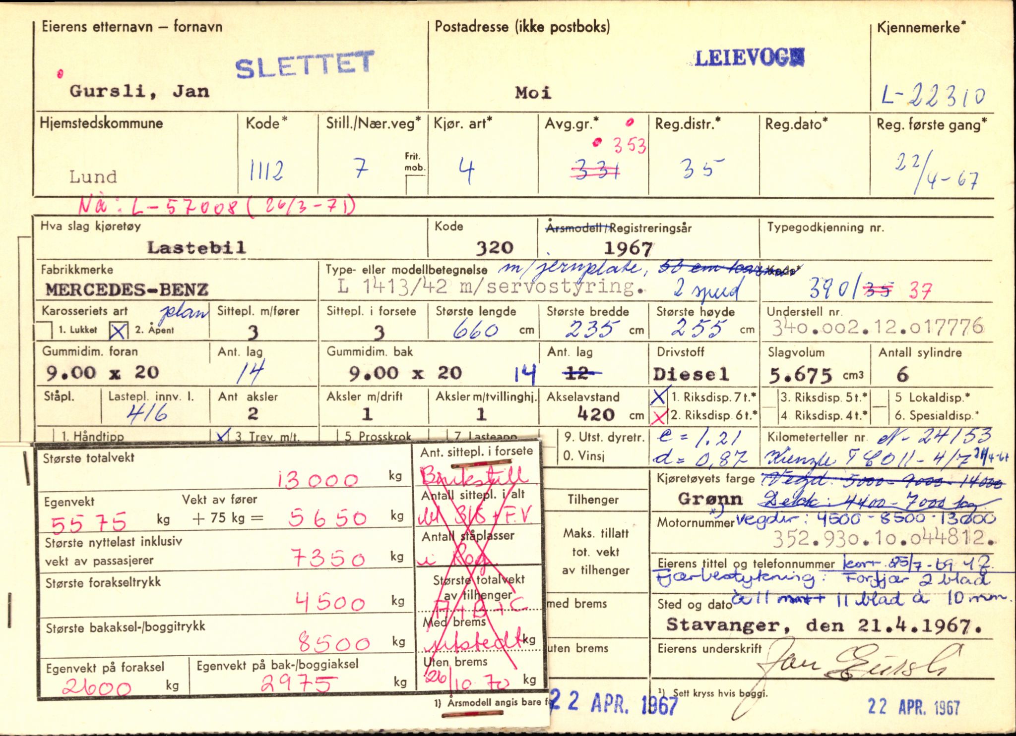 Stavanger trafikkstasjon, AV/SAST-A-101942/0/F/L0039: L-22300 - L-22799, 1930-1971, p. 23