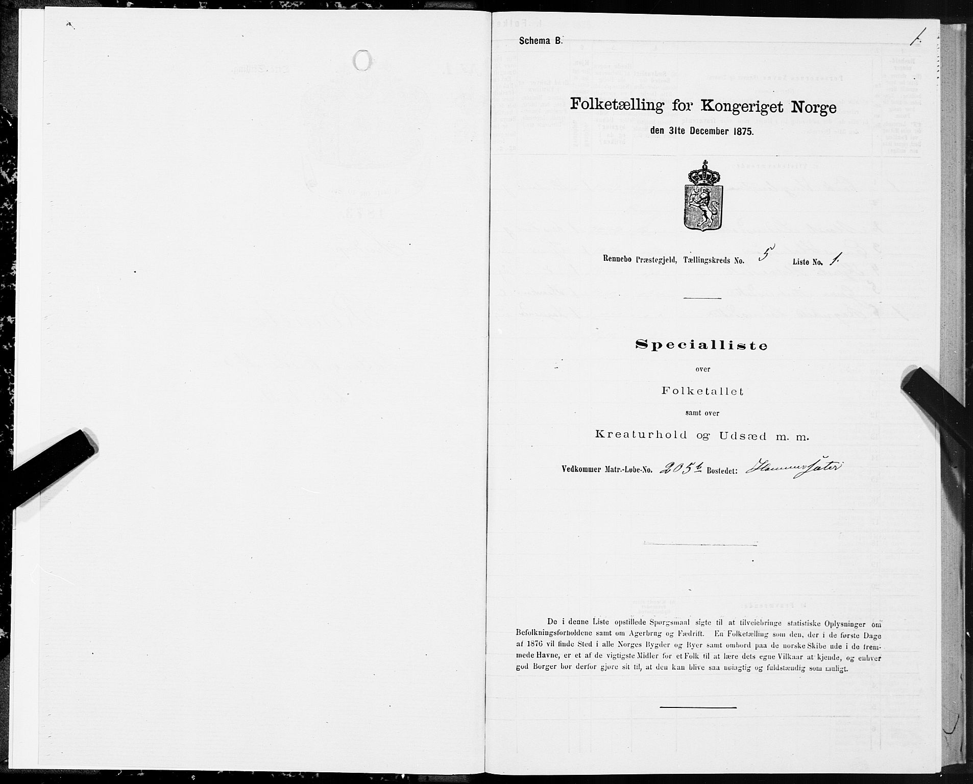 SAT, 1875 census for 1635P Rennebu, 1875, p. 3001