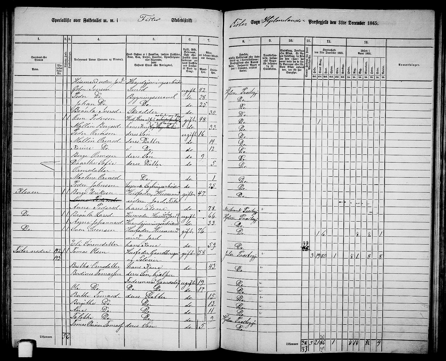 RA, 1865 census for Hjelmeland, 1865, p. 111