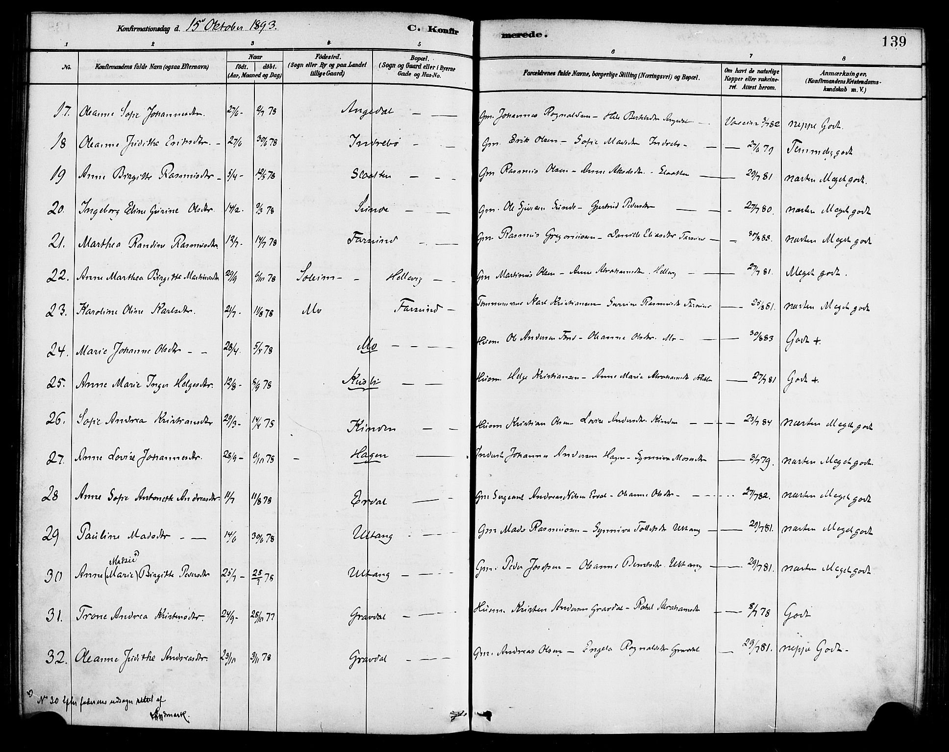 Førde sokneprestembete, SAB/A-79901/H/Haa/Haab/L0001: Parish register (official) no. B 1, 1880-1898, p. 139