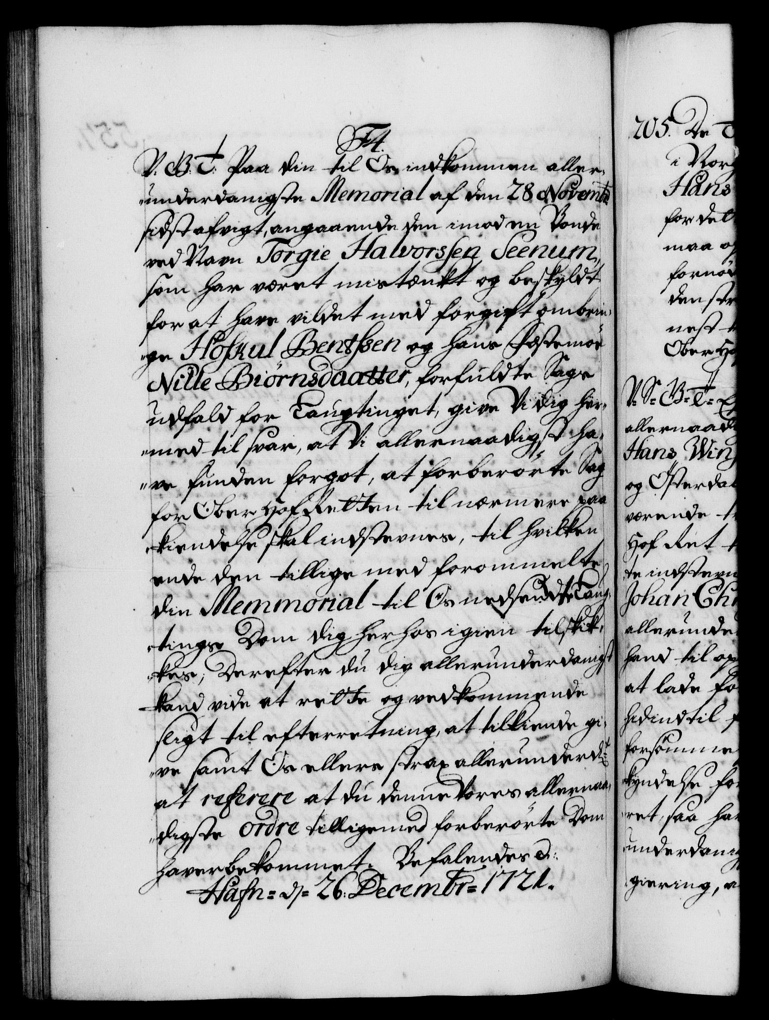 Danske Kanselli 1572-1799, AV/RA-EA-3023/F/Fc/Fca/Fcab/L0021: Norske tegnelser, 1719-1721, p. 557b