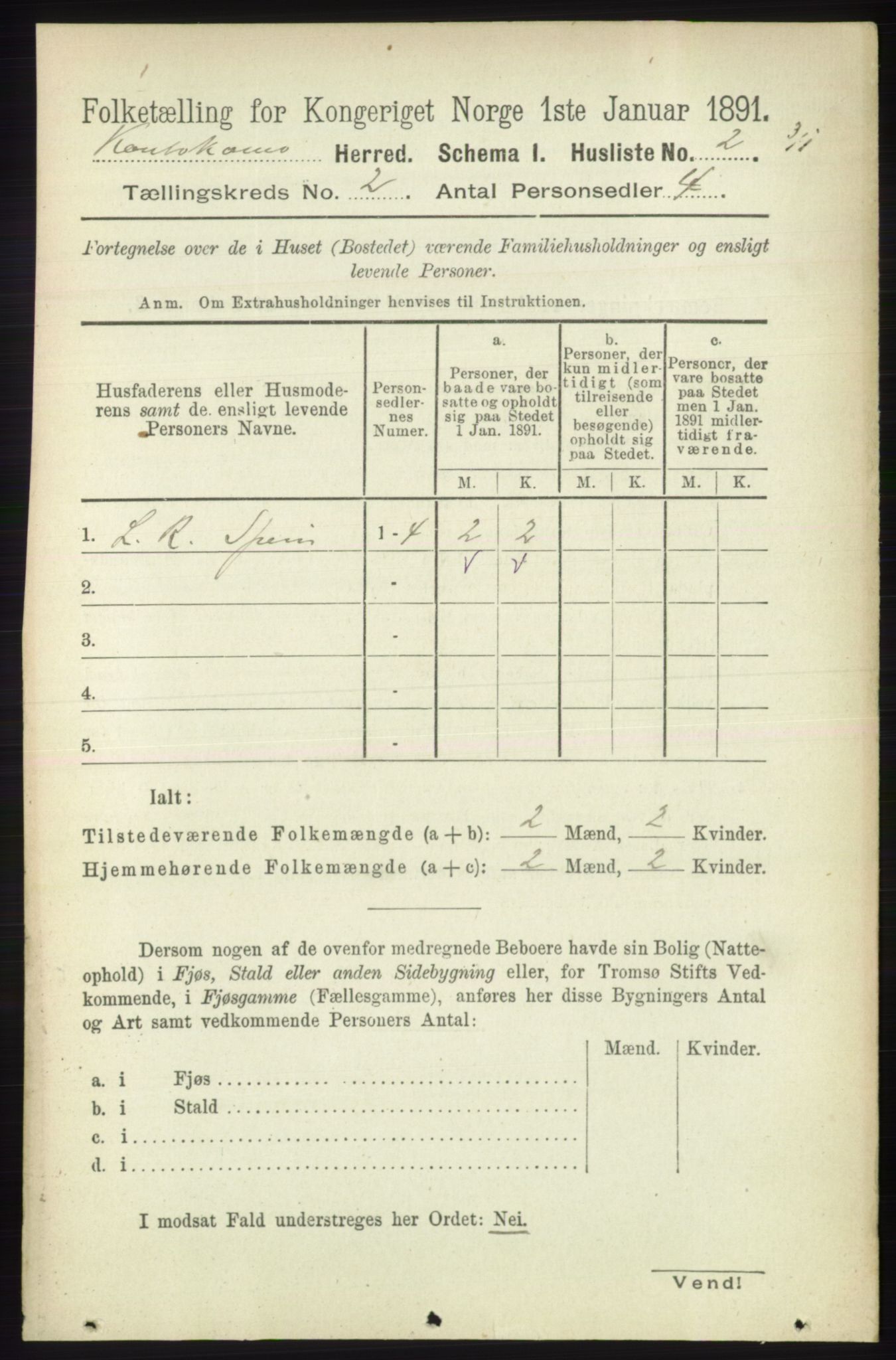 RA, 1891 census for 2011 Kautokeino, 1891, p. 266