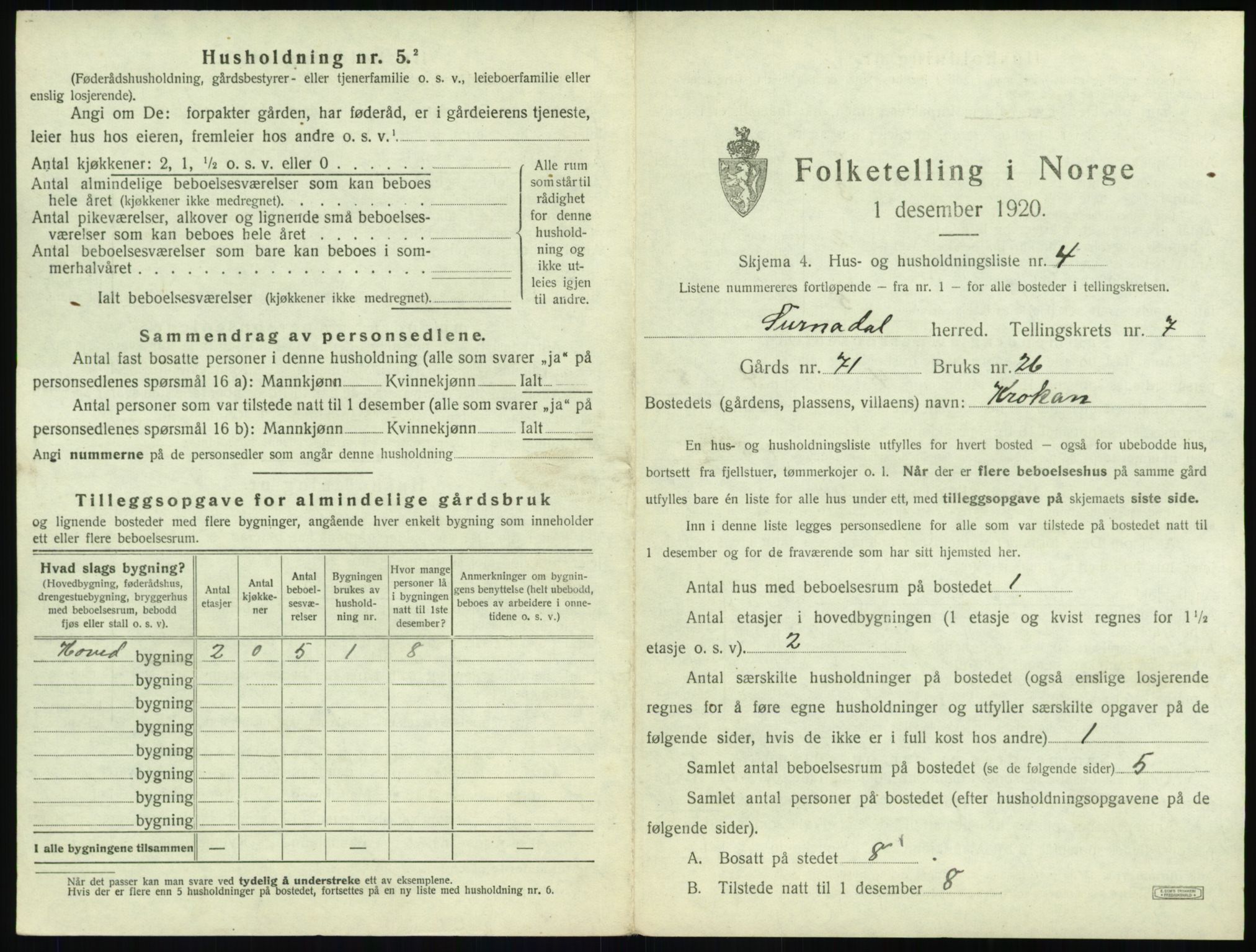 SAT, 1920 census for Surnadal, 1920, p. 719