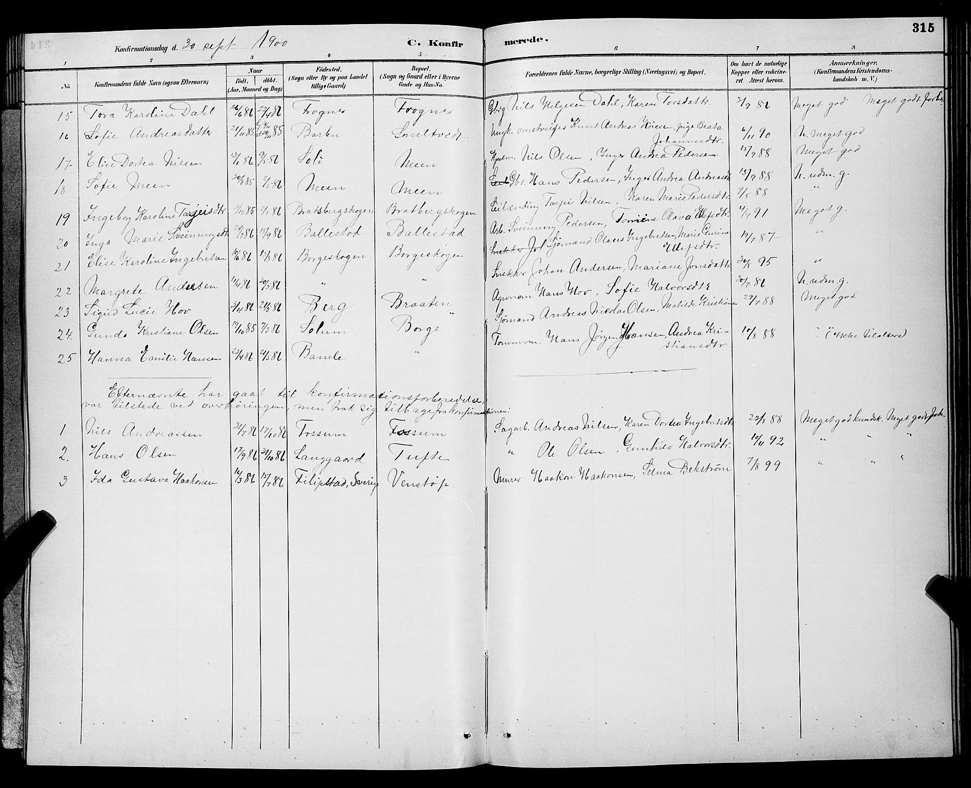 Gjerpen kirkebøker, AV/SAKO-A-265/G/Ga/L0002: Parish register (copy) no. I 2, 1883-1900, p. 315