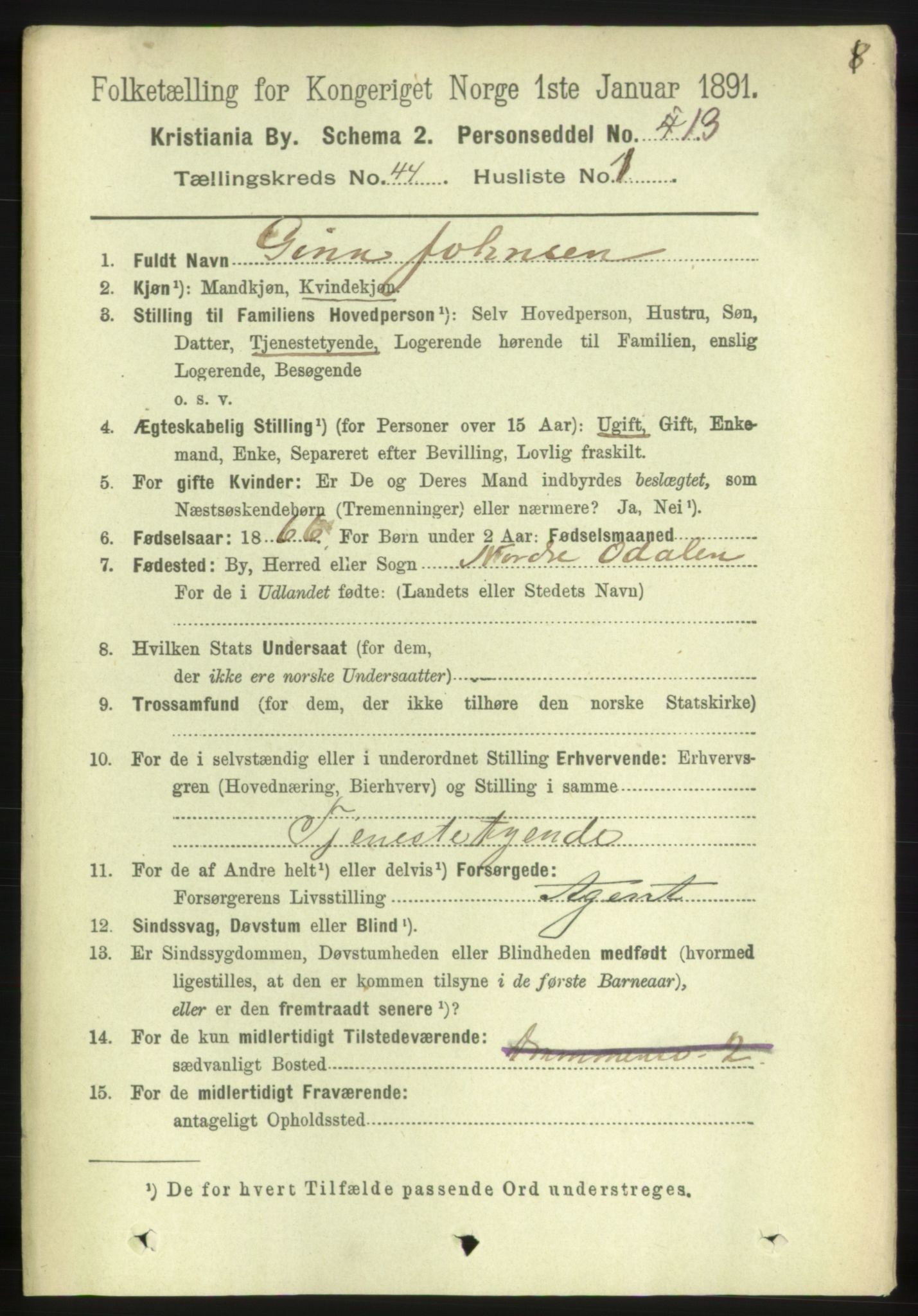 RA, 1891 census for 0301 Kristiania, 1891, p. 26648