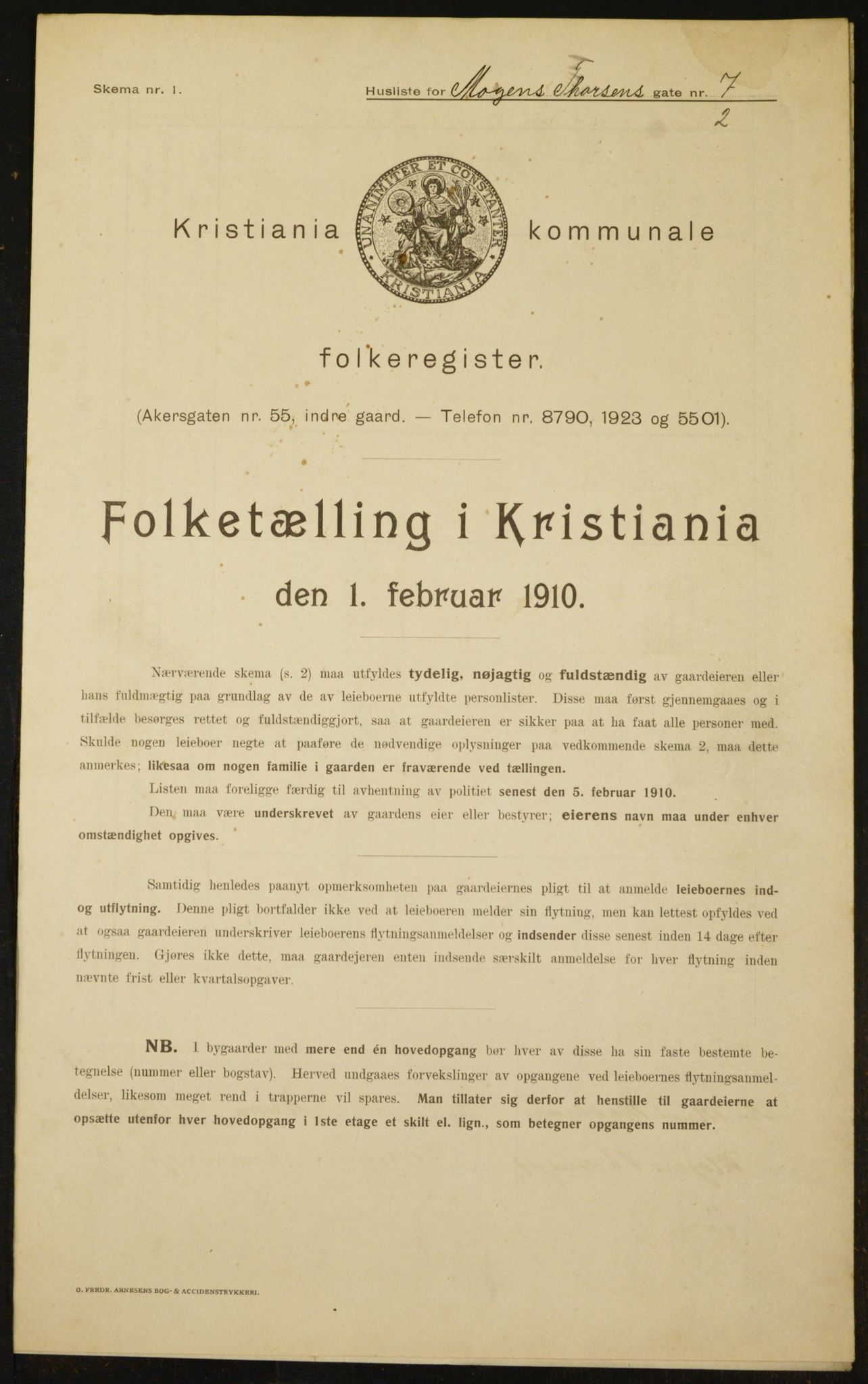 OBA, Municipal Census 1910 for Kristiania, 1910, p. 63475