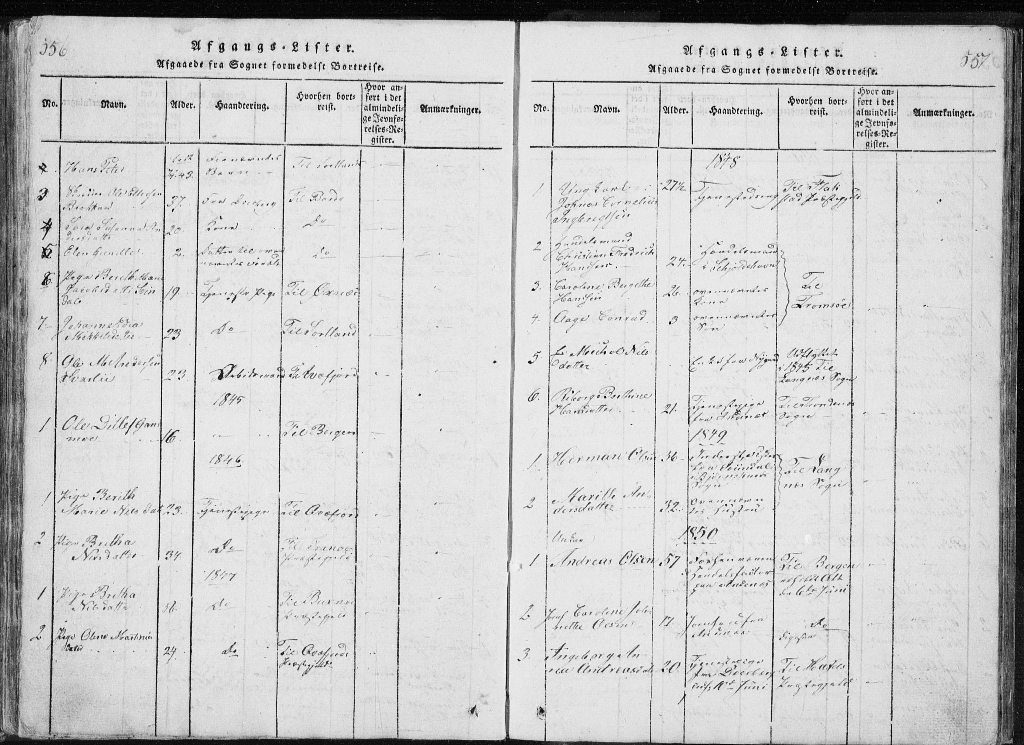 Ministerialprotokoller, klokkerbøker og fødselsregistre - Nordland, AV/SAT-A-1459/897/L1411: Parish register (copy) no. 897C01, 1820-1866, p. 556-557