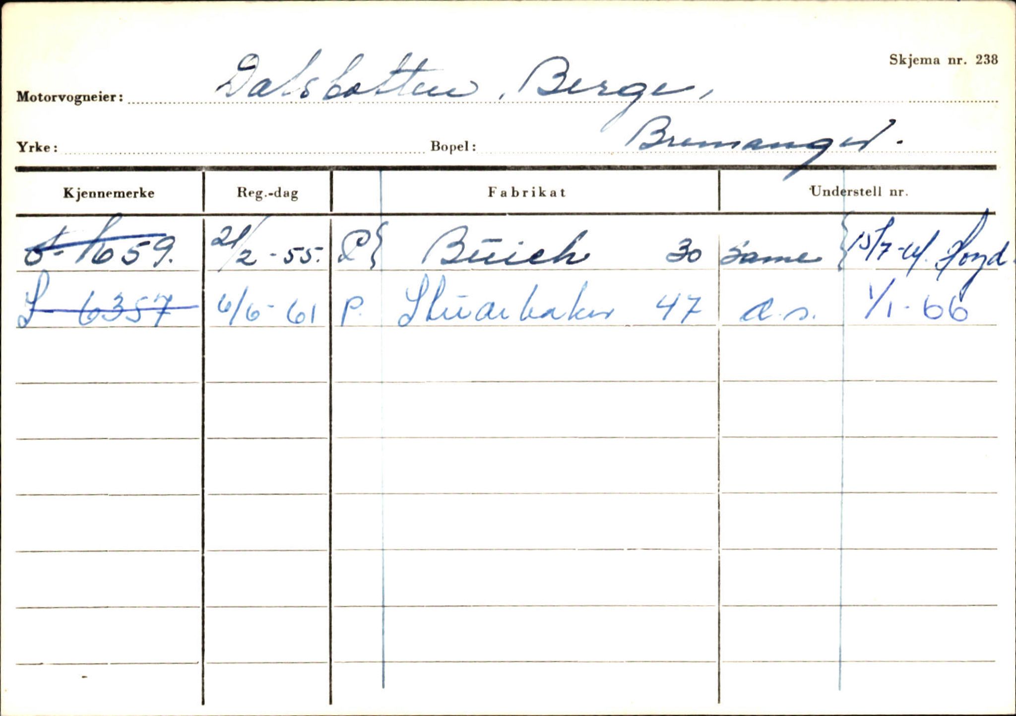 Statens vegvesen, Sogn og Fjordane vegkontor, SAB/A-5301/4/F/L0133: Eigarregister Bremanger A-Å. Gaular A-H, 1945-1975, p. 173