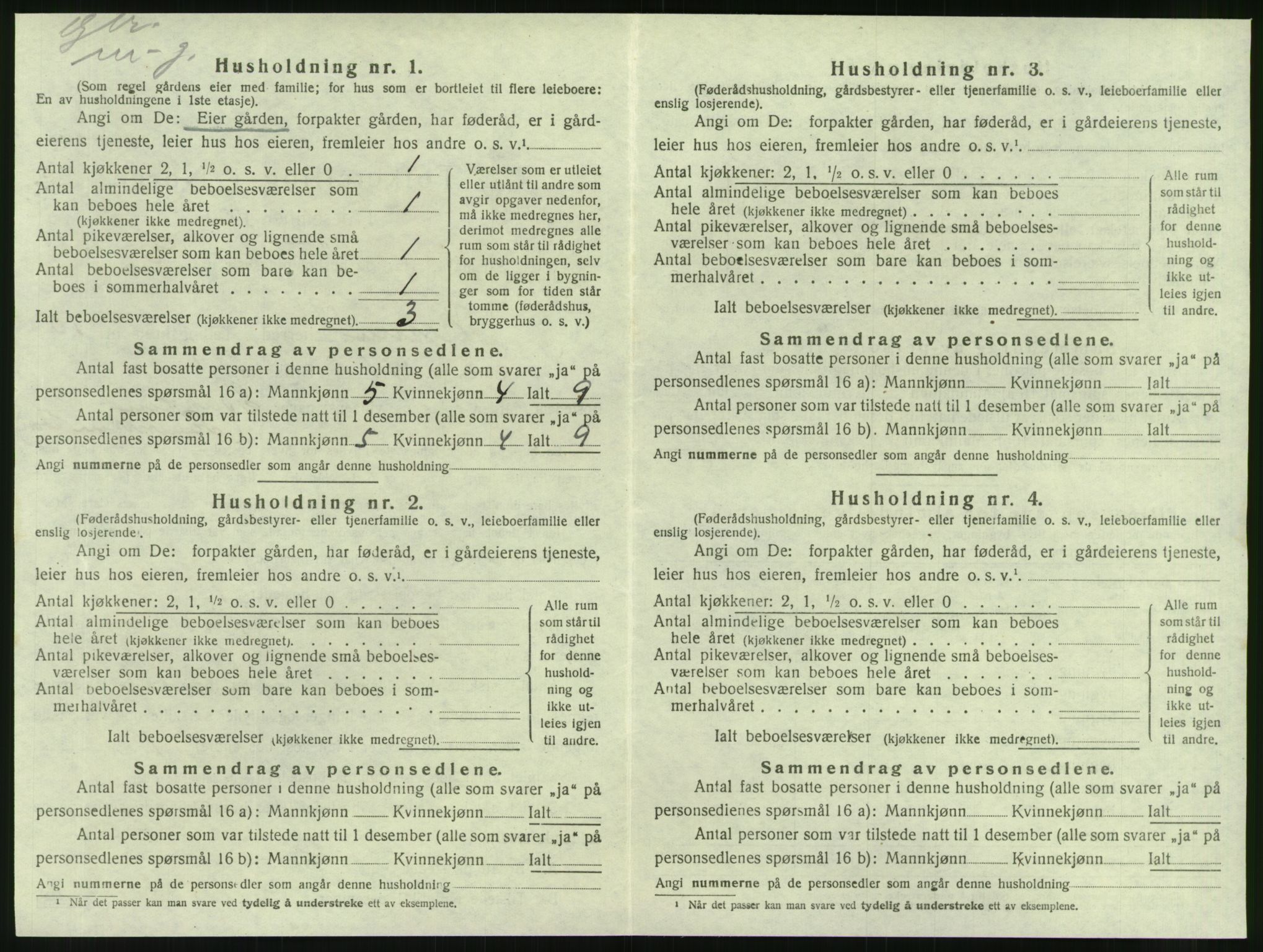 SAT, 1920 census for Nesna, 1920, p. 1192