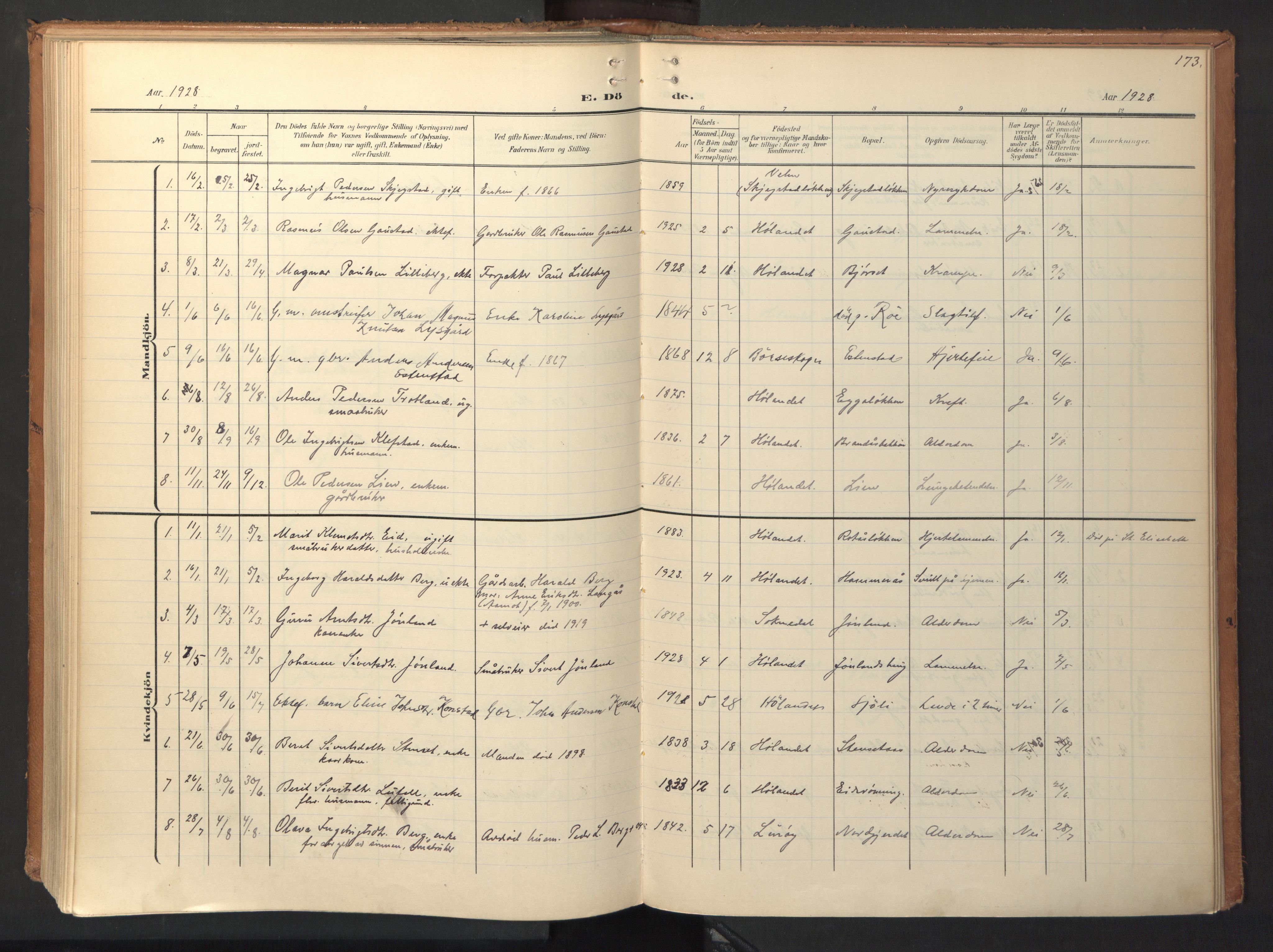 Ministerialprotokoller, klokkerbøker og fødselsregistre - Sør-Trøndelag, SAT/A-1456/694/L1128: Parish register (official) no. 694A02, 1906-1931, p. 173