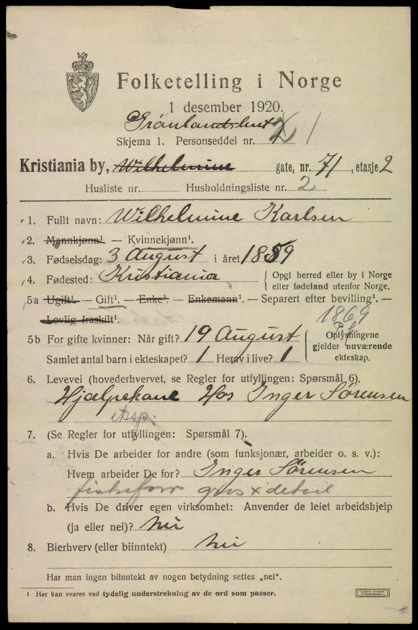 SAO, 1920 census for Kristiania, 1920, p. 258333