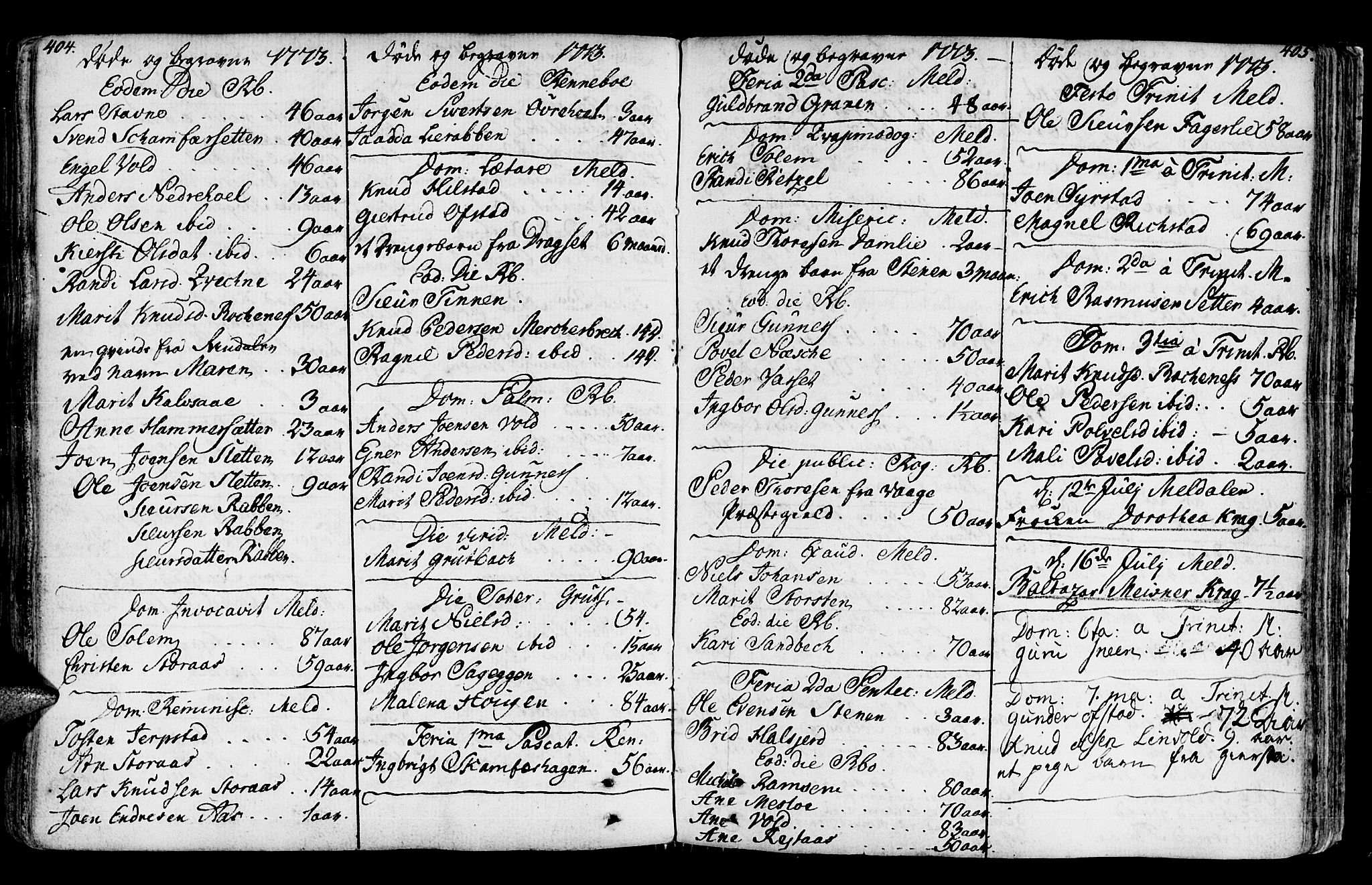 Ministerialprotokoller, klokkerbøker og fødselsregistre - Sør-Trøndelag, SAT/A-1456/672/L0851: Parish register (official) no. 672A04, 1751-1775, p. 404-405