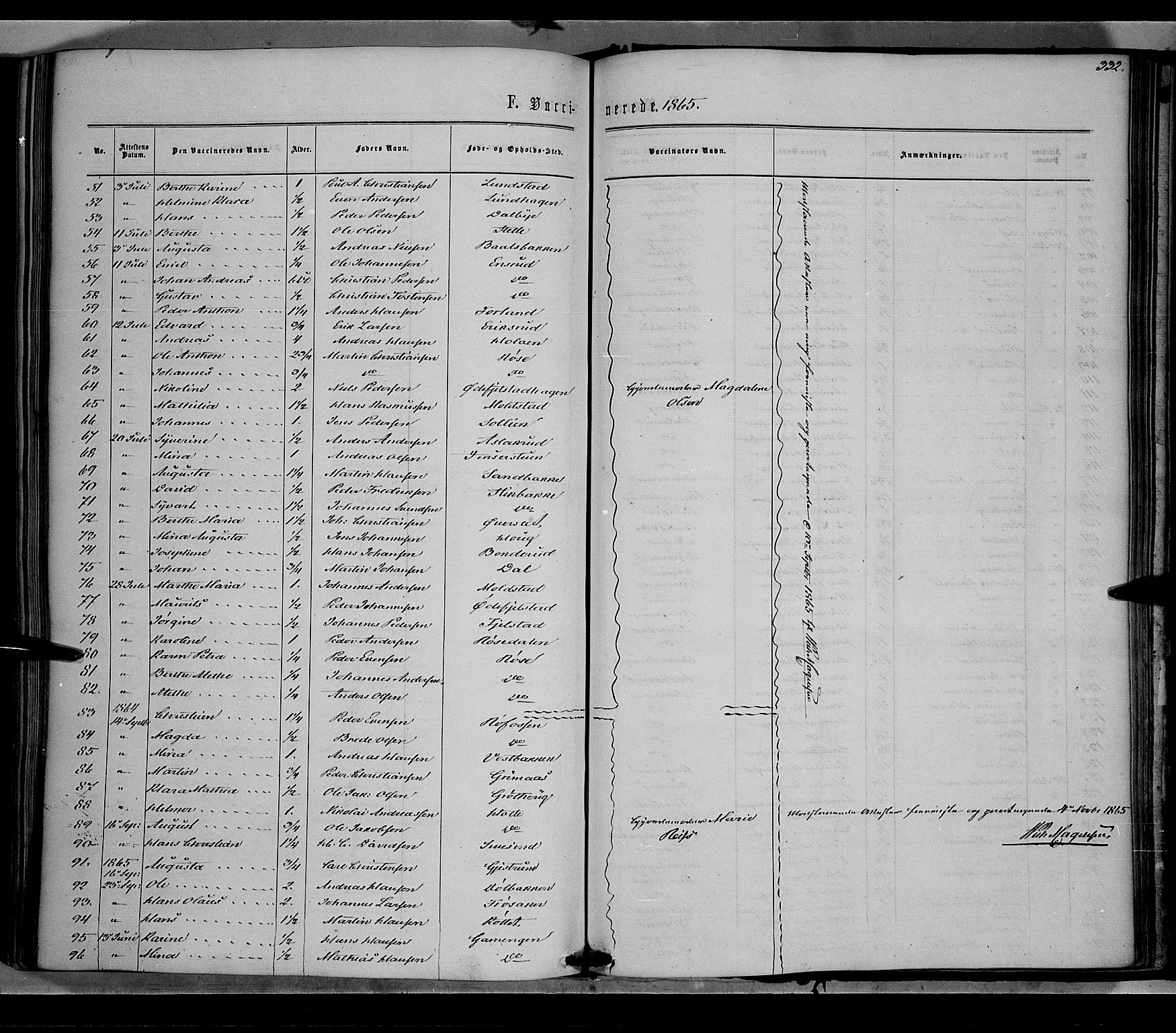 Vestre Toten prestekontor, AV/SAH-PREST-108/H/Ha/Haa/L0007: Parish register (official) no. 7, 1862-1869, p. 332