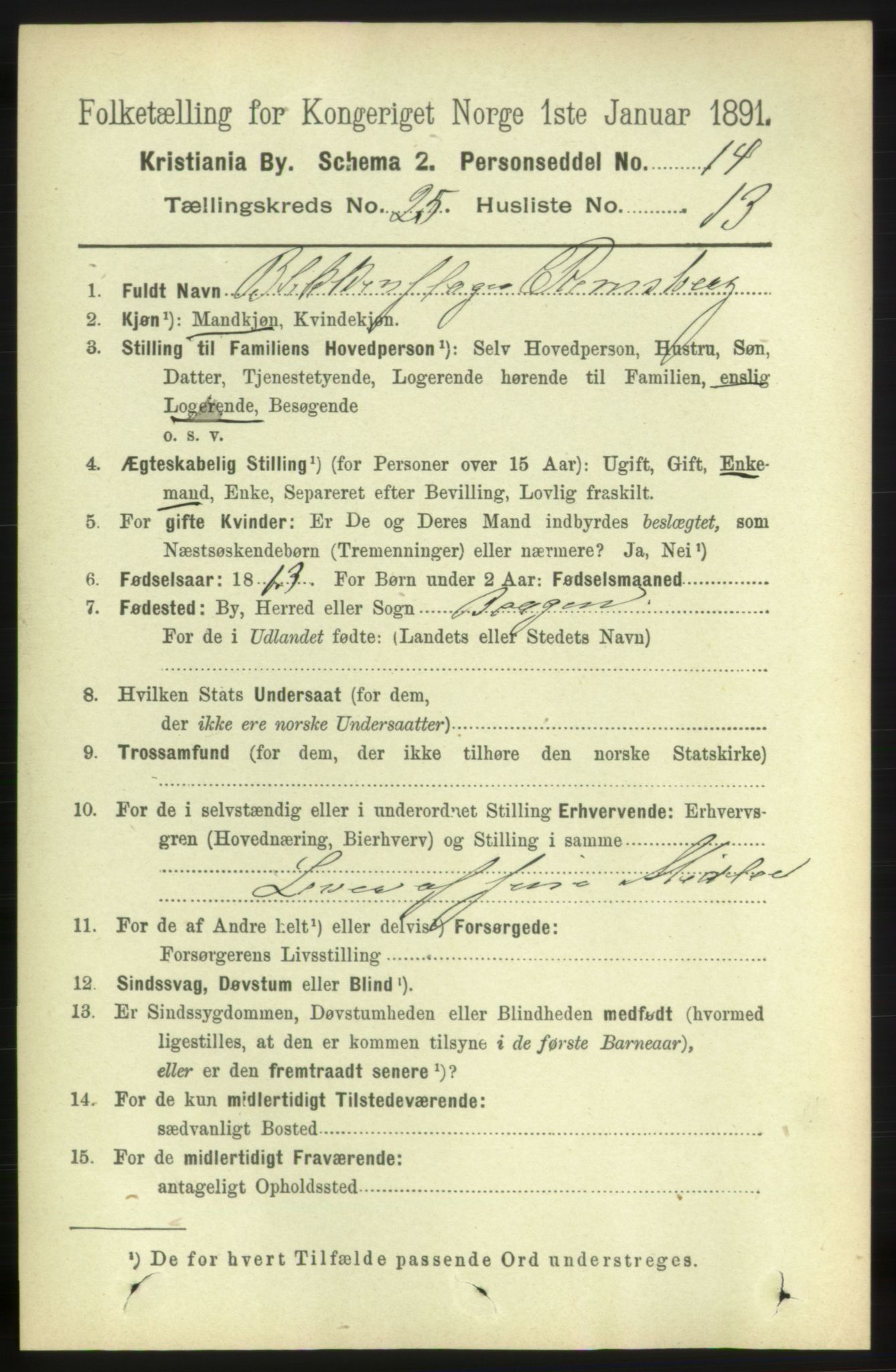 RA, 1891 census for 0301 Kristiania, 1891, p. 12439