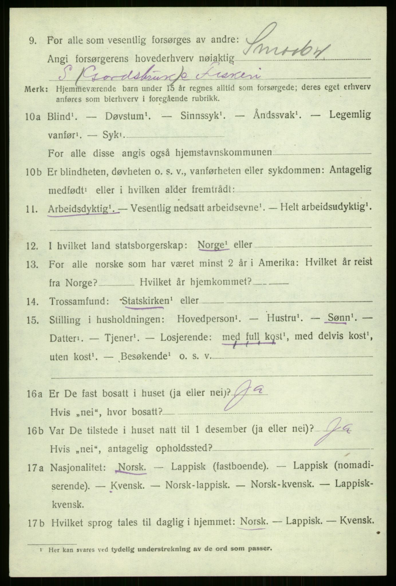 SATØ, 1920 census for Kvæfjord, 1920, p. 1708