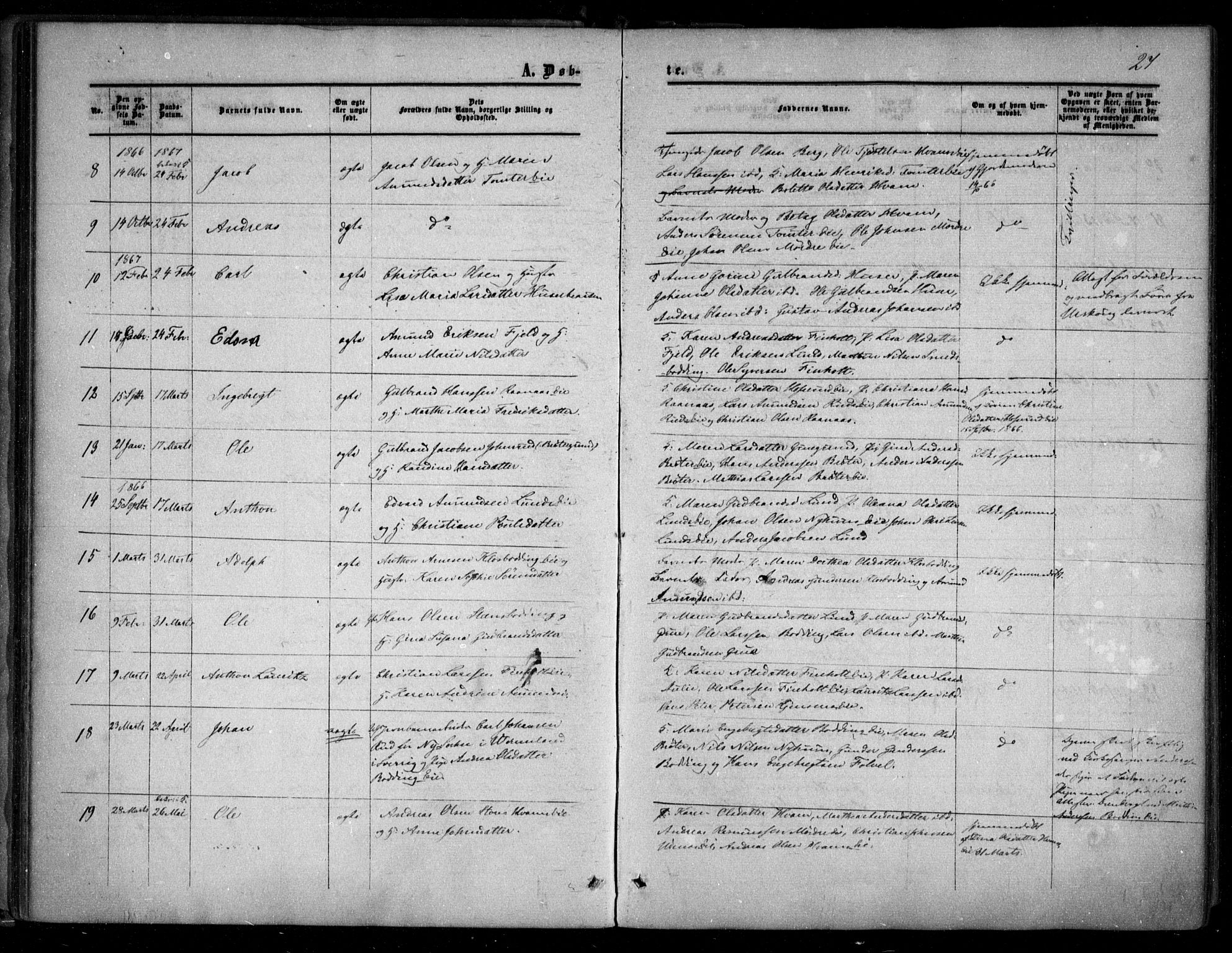 Nes prestekontor Kirkebøker, SAO/A-10410/F/Fc/L0001: Parish register (official) no. III 1, 1859-1882, p. 27