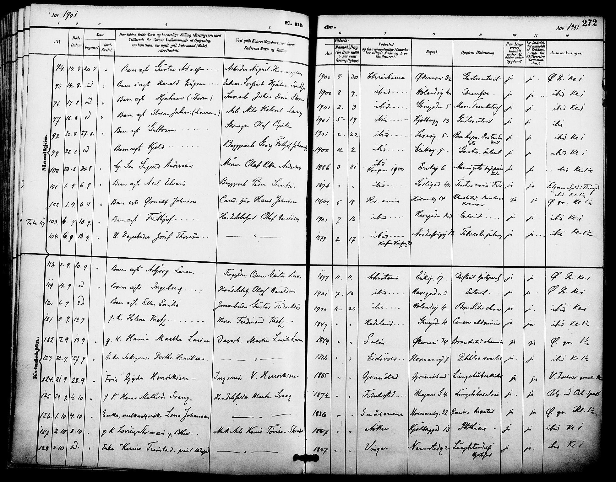 Kampen prestekontor Kirkebøker, SAO/A-10853/F/Fa/L0008: Parish register (official) no. I 8, 1892-1902, p. 272