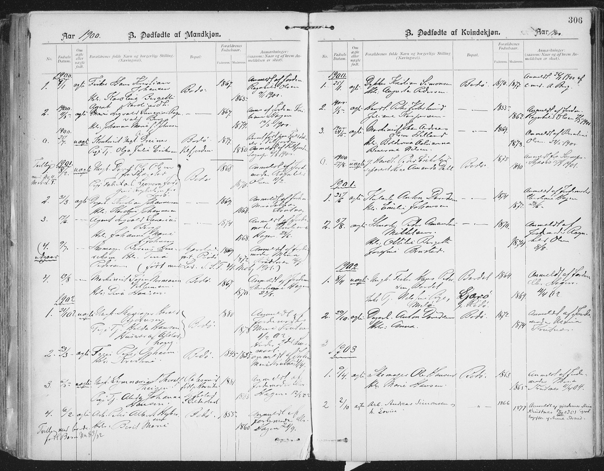 Ministerialprotokoller, klokkerbøker og fødselsregistre - Nordland, SAT/A-1459/801/L0011: Parish register (official) no. 801A11, 1900-1916, p. 306