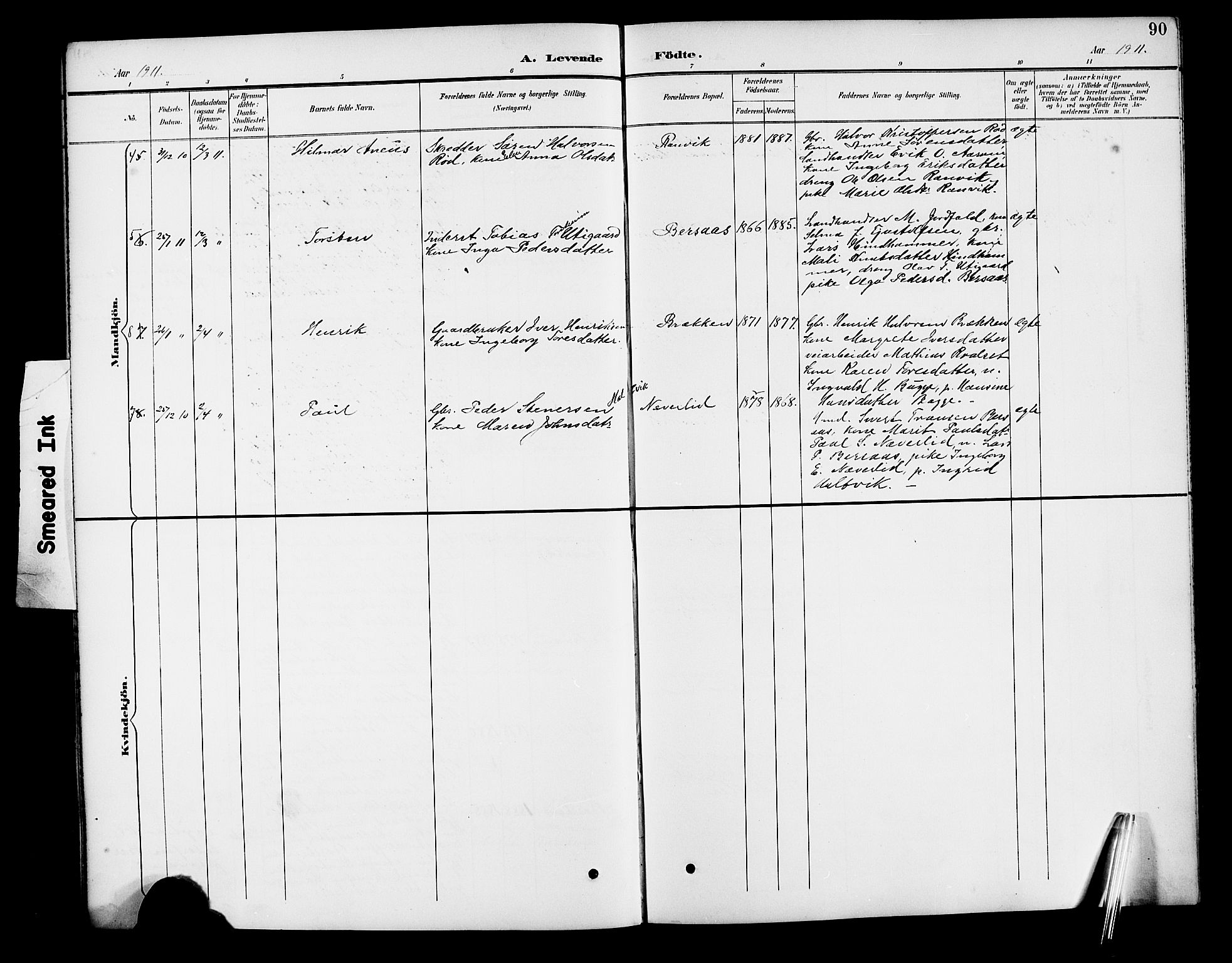 Ministerialprotokoller, klokkerbøker og fødselsregistre - Møre og Romsdal, AV/SAT-A-1454/551/L0632: Parish register (copy) no. 551C04, 1894-1920, p. 90