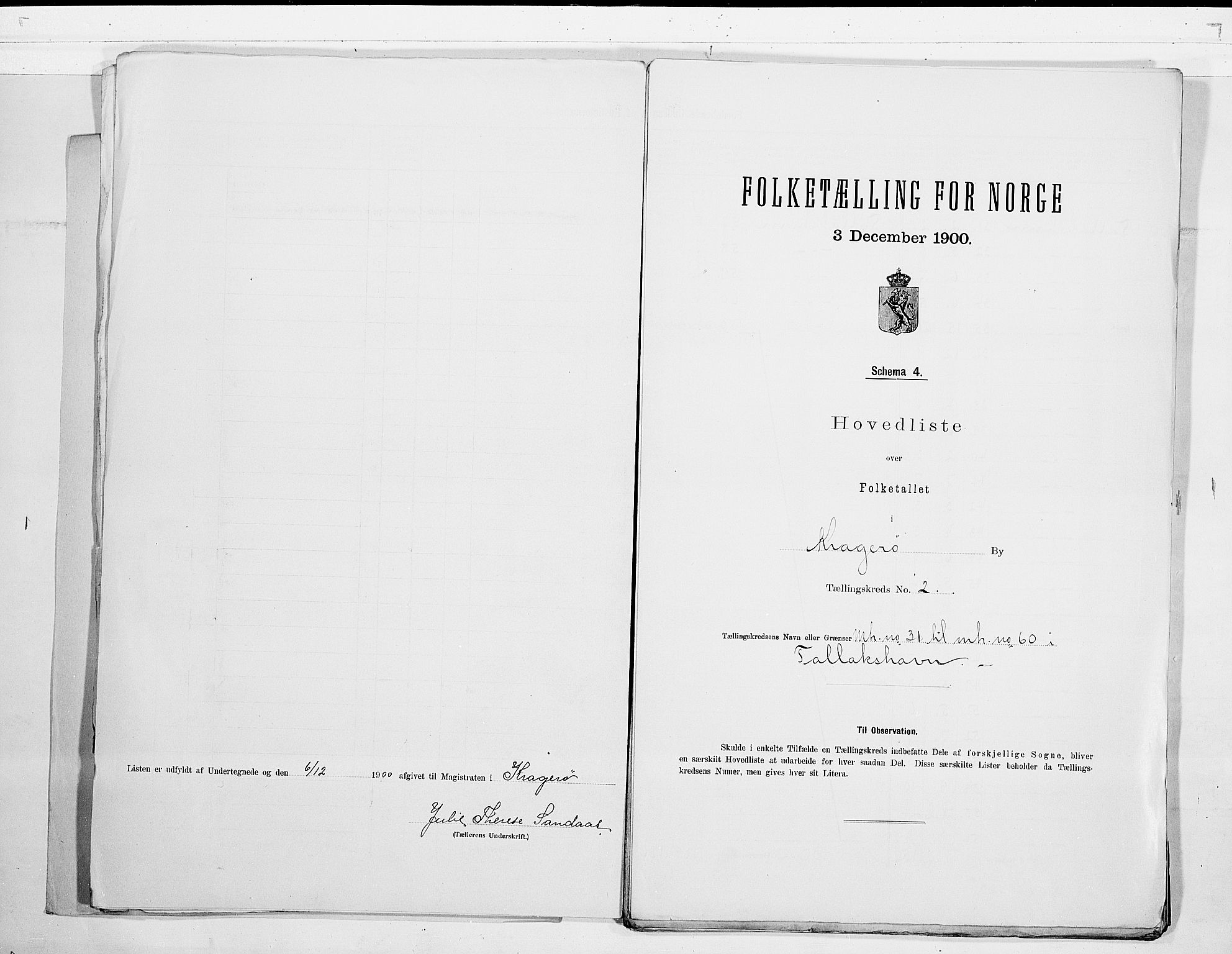 SAKO, 1900 census for Kragerø, 1900, p. 6