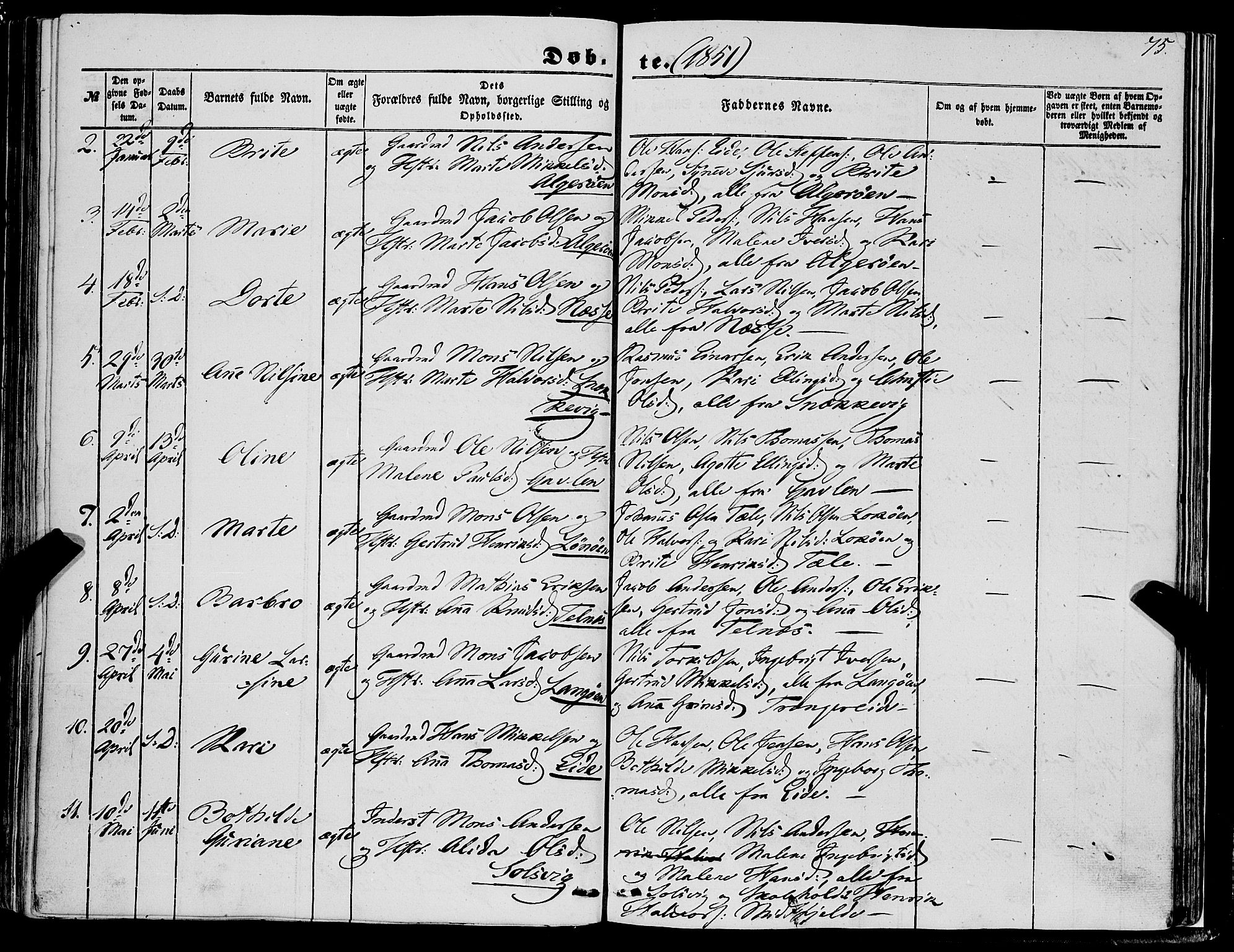 Fjell sokneprestembete, SAB/A-75301/H/Haa: Parish register (official) no. A 2, 1847-1864, p. 75
