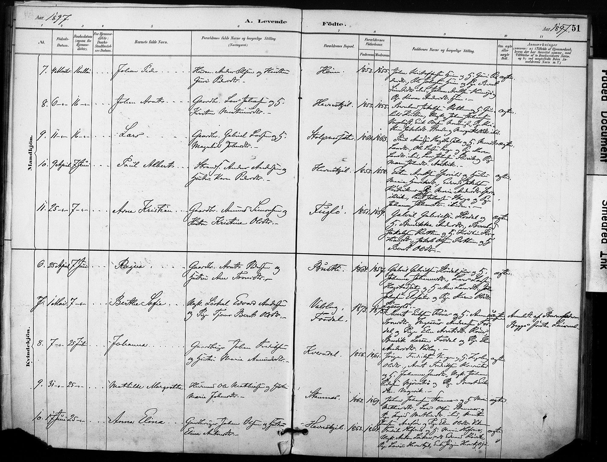 Ministerialprotokoller, klokkerbøker og fødselsregistre - Sør-Trøndelag, SAT/A-1456/633/L0518: Parish register (official) no. 633A01, 1884-1906, p. 51