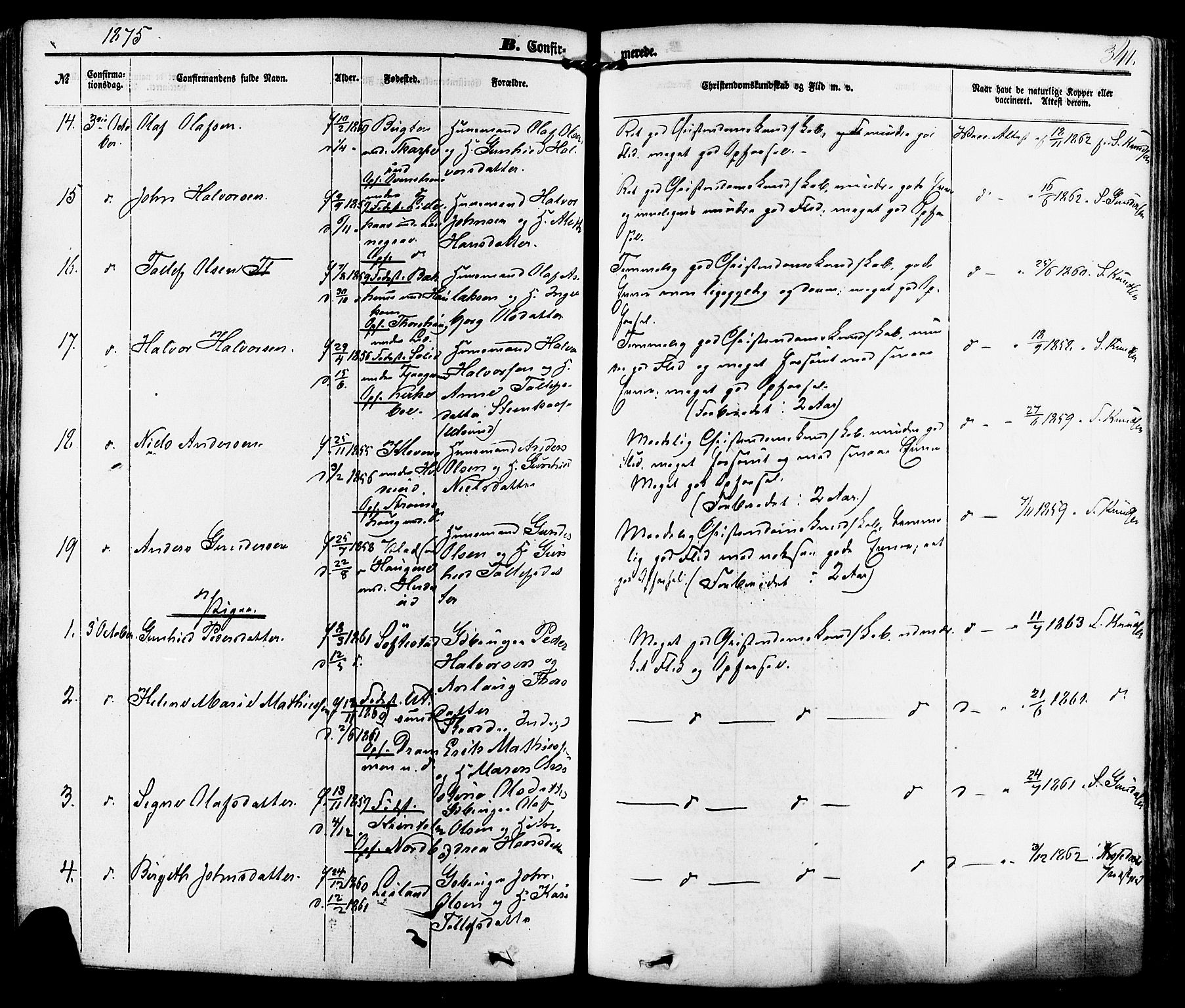 Kviteseid kirkebøker, AV/SAKO-A-276/F/Fa/L0007: Parish register (official) no. I 7, 1859-1881, p. 341