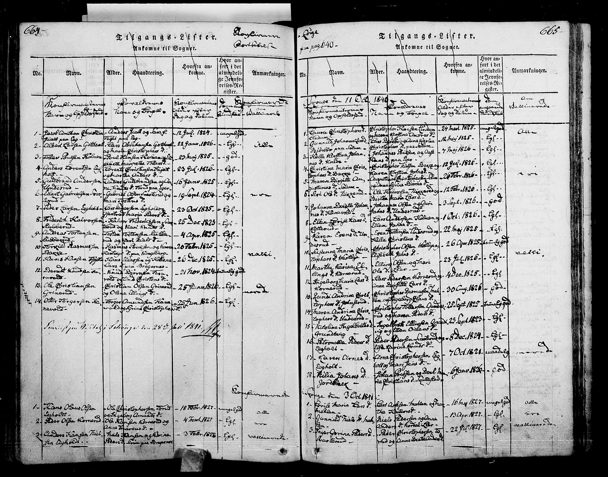 Skoger kirkebøker, AV/SAKO-A-59/F/Fa/L0002: Parish register (official) no. I 2 /1, 1814-1842, p. 664-665