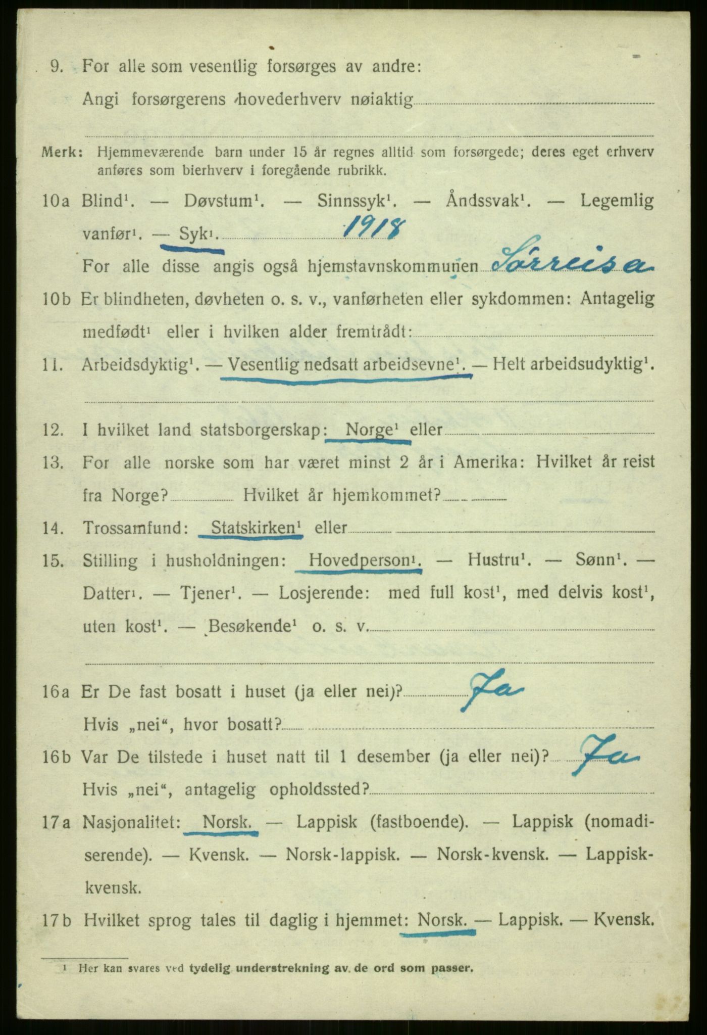 SATØ, 1920 census for Sørreisa, 1920, p. 1210