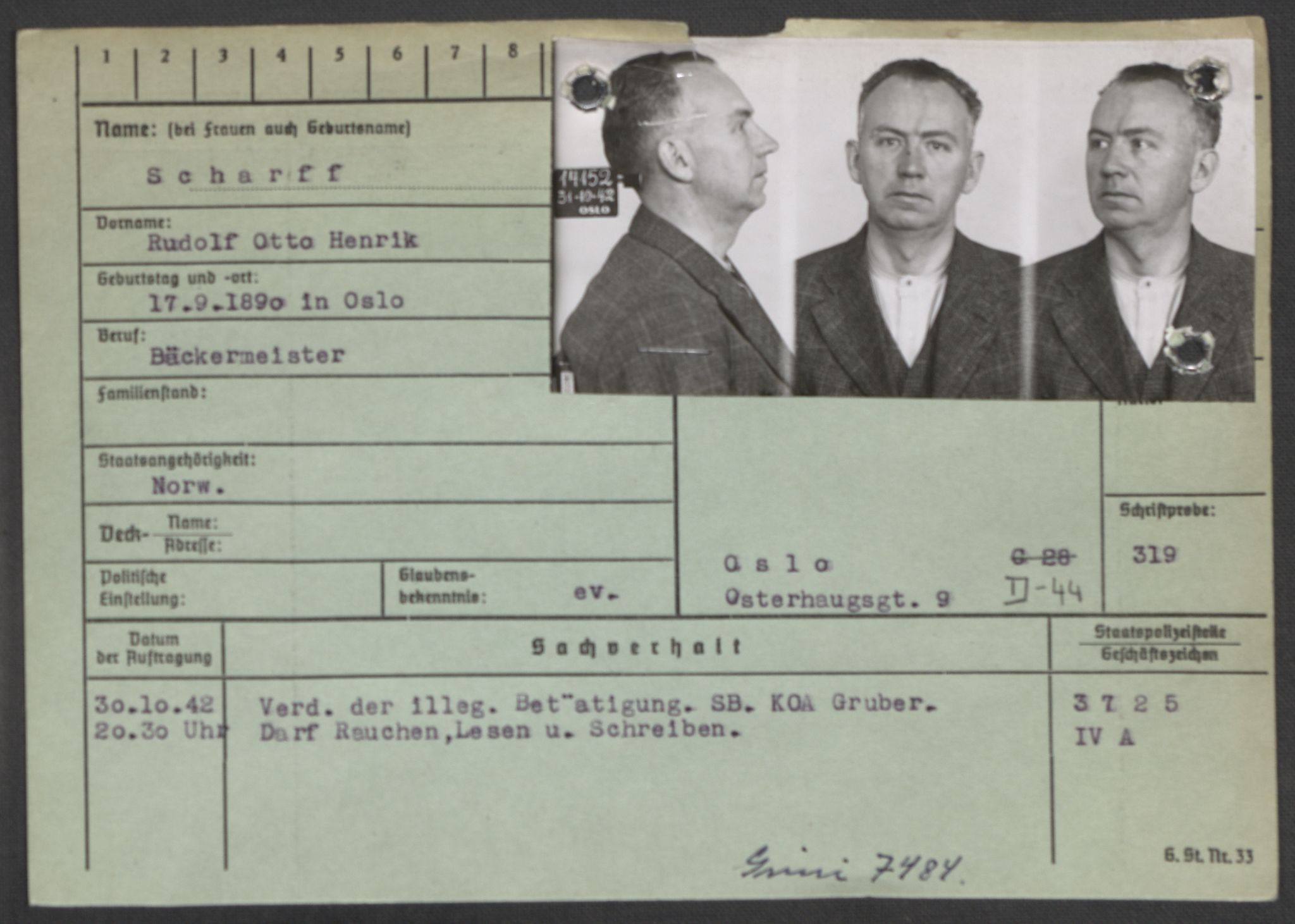 Befehlshaber der Sicherheitspolizei und des SD, AV/RA-RAFA-5969/E/Ea/Eaa/L0009: Register over norske fanger i Møllergata 19: Ru-Sy, 1940-1945, p. 378