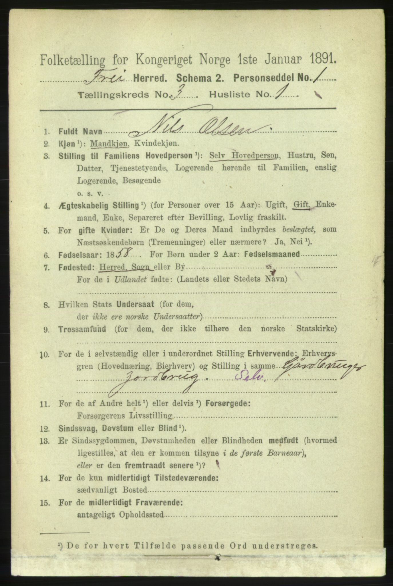 RA, 1891 census for 1556 Frei, 1891, p. 1171