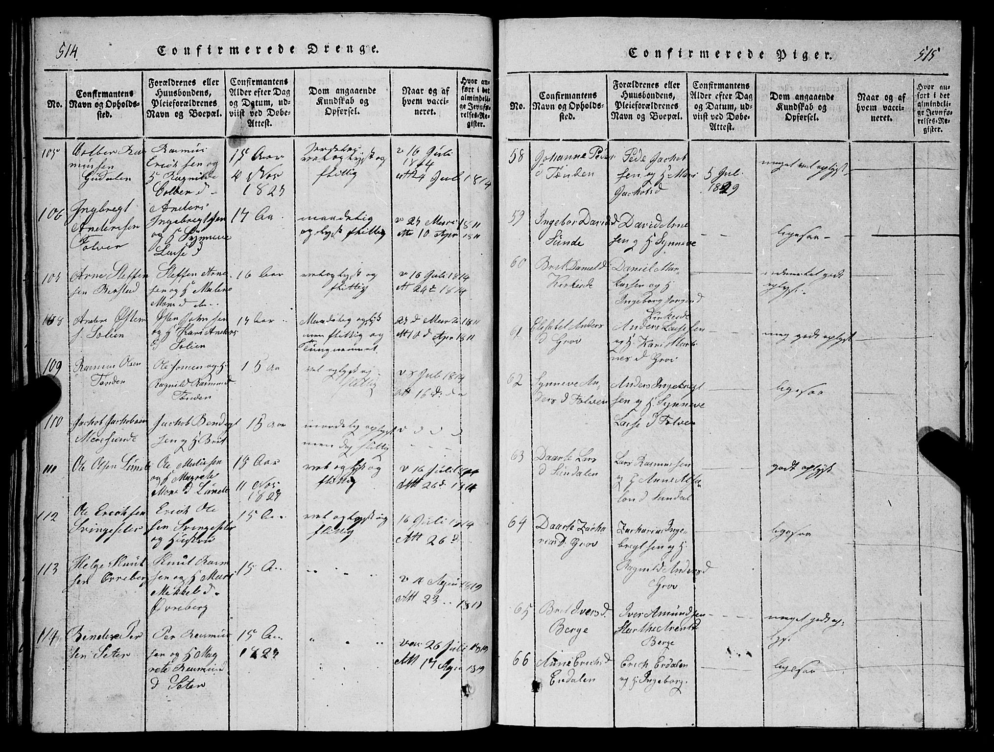 Stryn Sokneprestembete, AV/SAB-A-82501: Parish register (copy) no. C 1, 1801-1845, p. 514-515