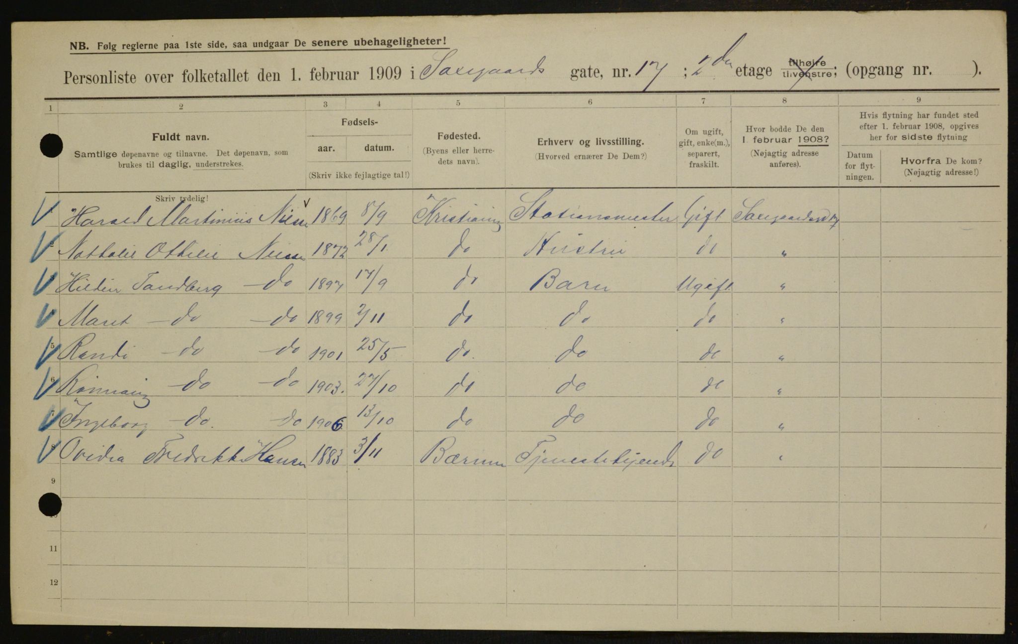 OBA, Municipal Census 1909 for Kristiania, 1909, p. 81238