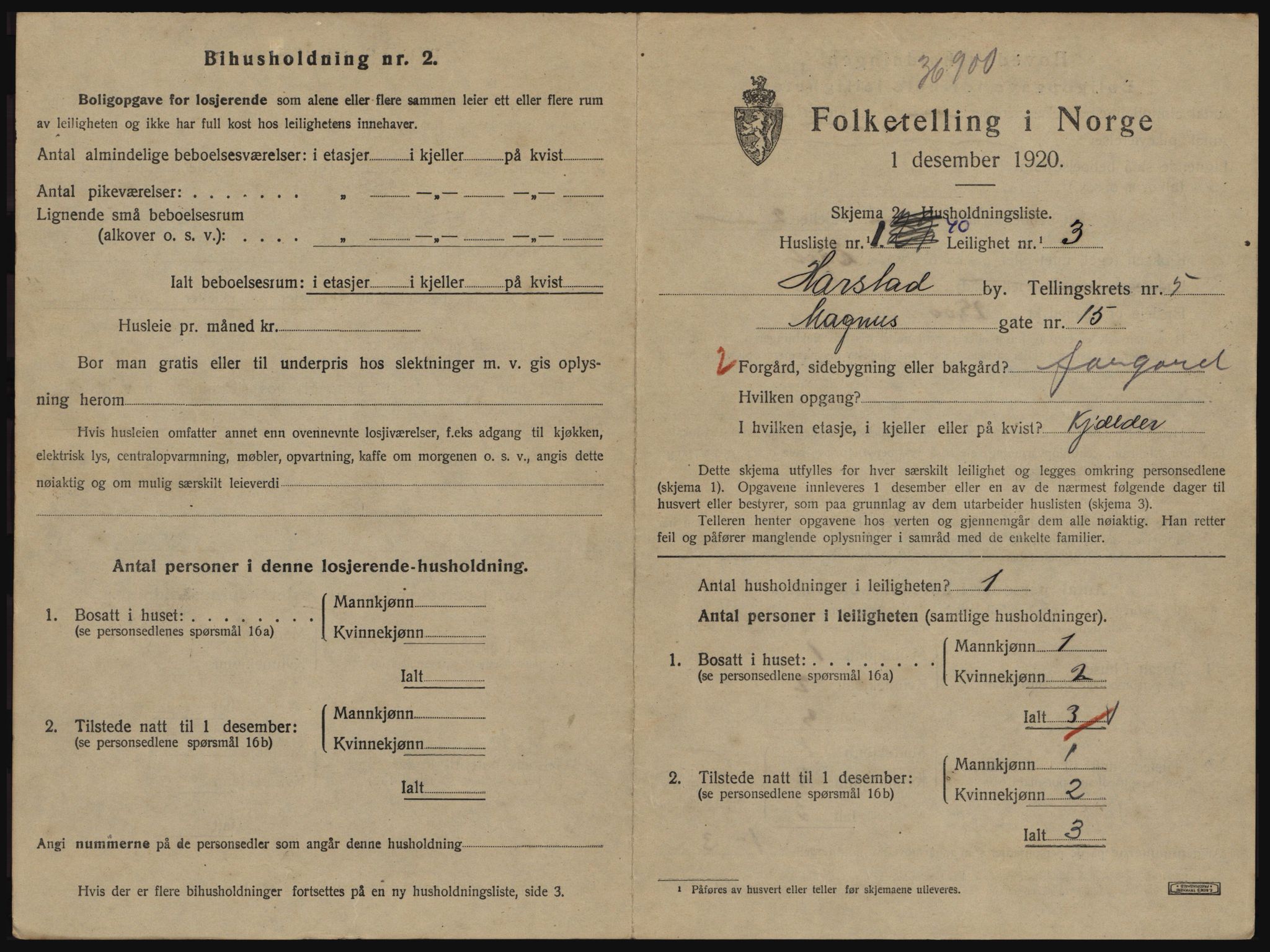 SATØ, 1920 census for Harstad, 1920, p. 1807