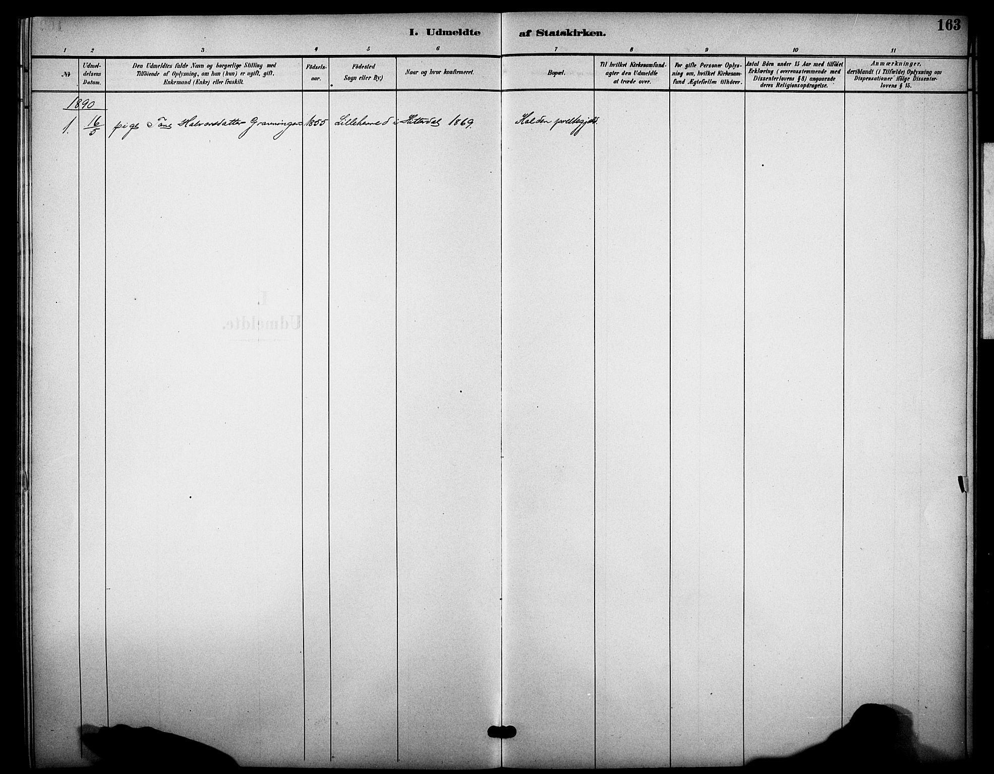 Heddal kirkebøker, SAKO/A-268/F/Fb/L0001: Parish register (official) no. II 1, 1884-1910, p. 163