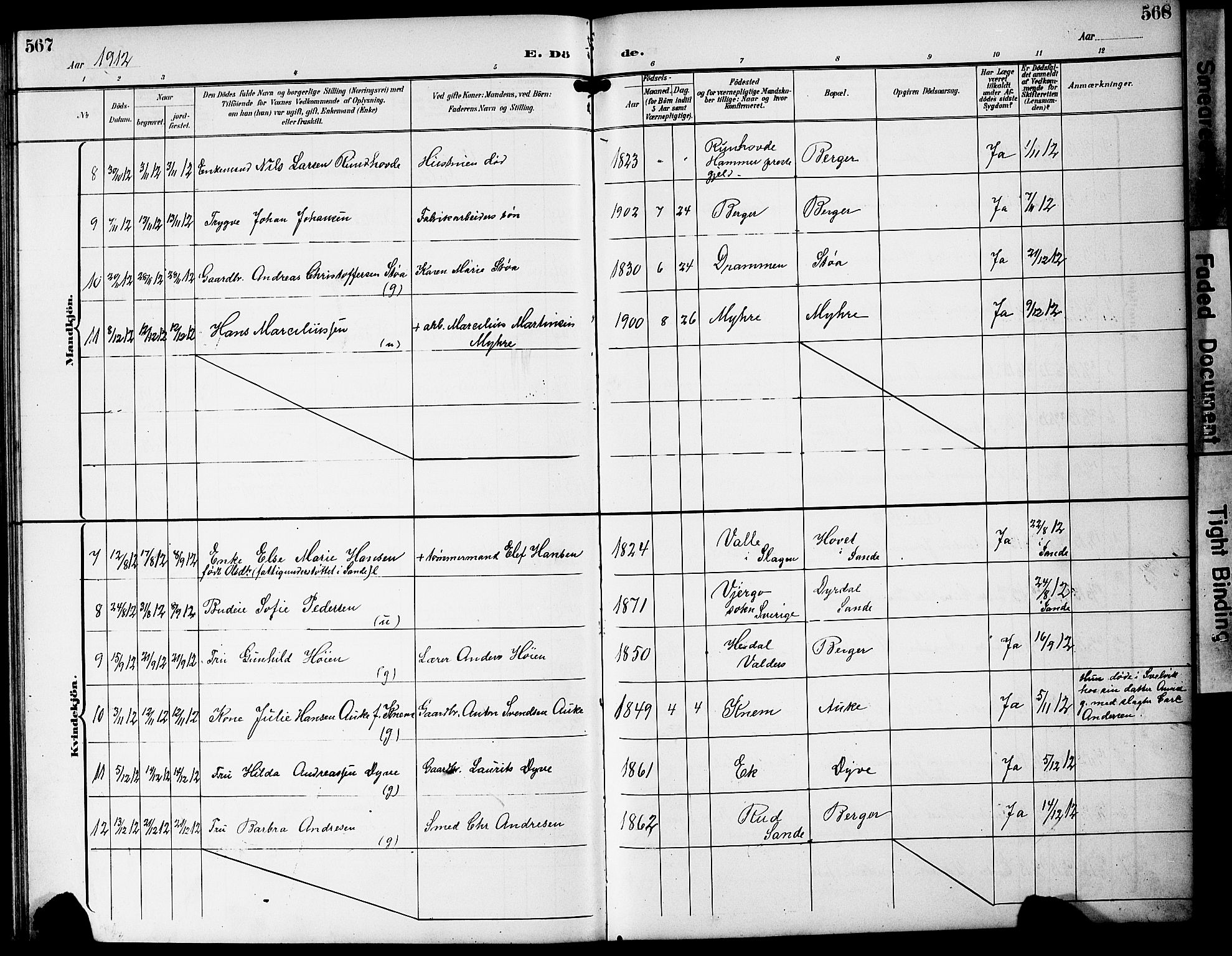 Strømm kirkebøker, AV/SAKO-A-322/G/Ga/L0004: Parish register (copy) no. I 4, 1897-1927, p. 567-568