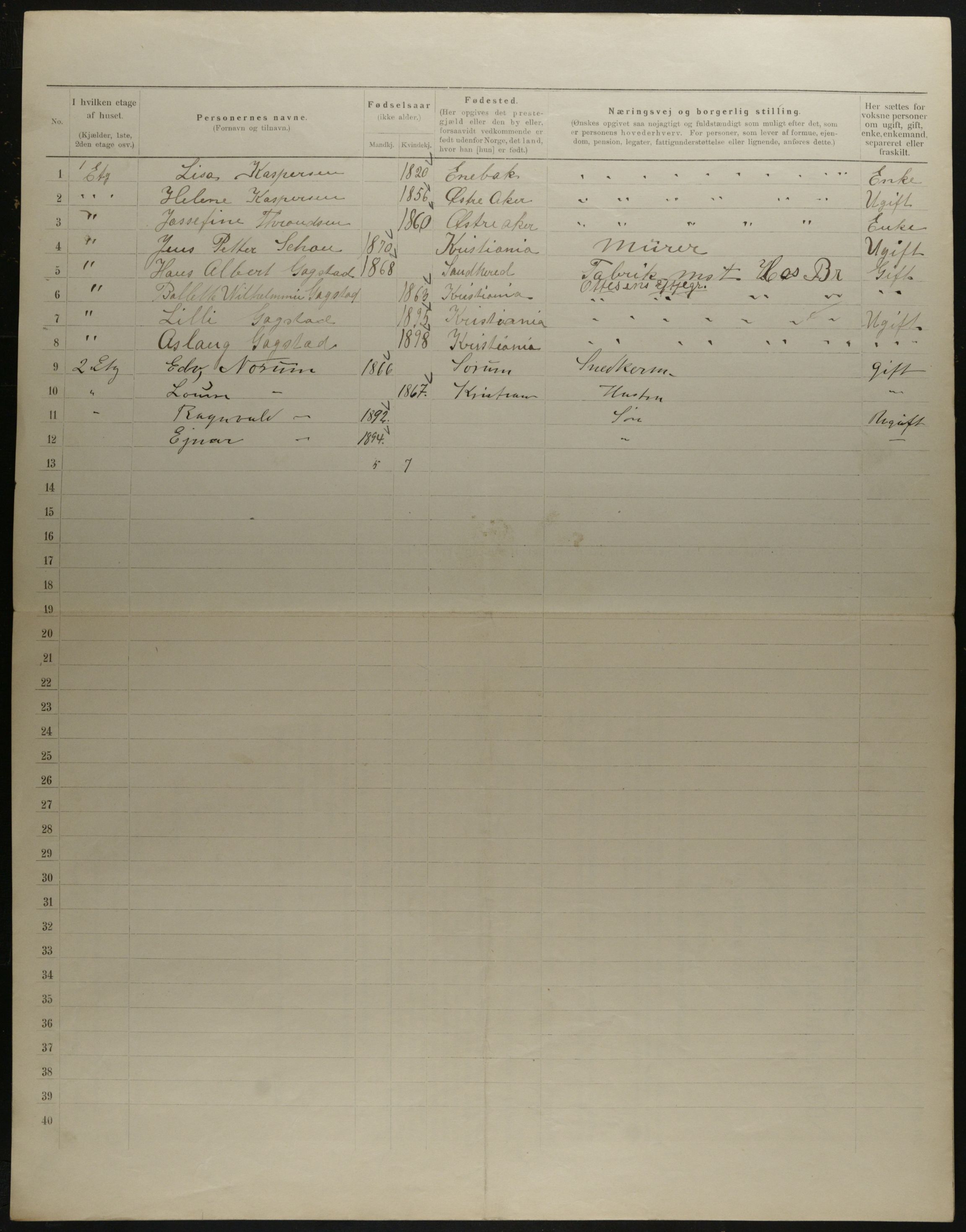 OBA, Municipal Census 1901 for Kristiania, 1901, p. 12827