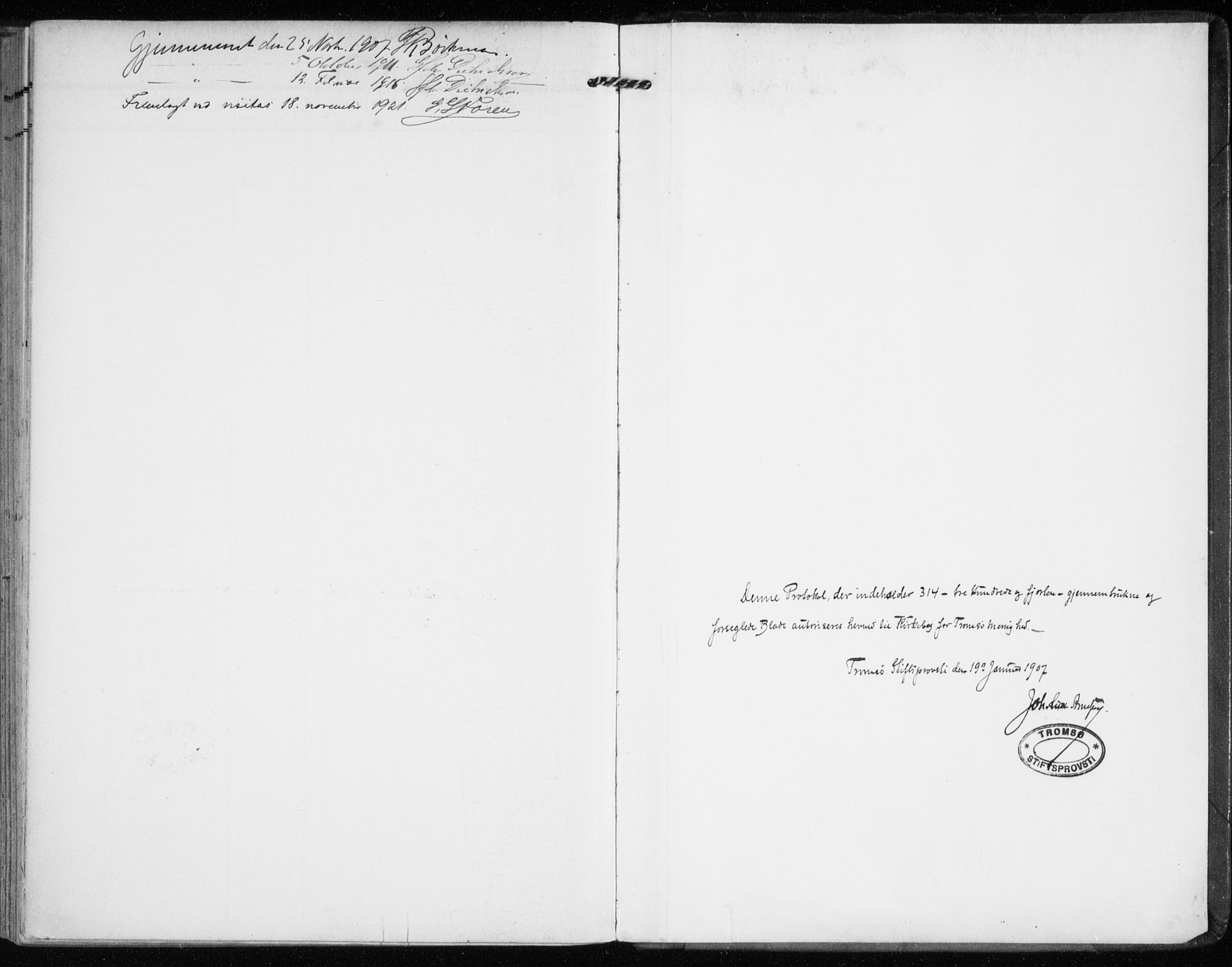 Tromsø sokneprestkontor/stiftsprosti/domprosti, SATØ/S-1343/G/Ga/L0017kirke: Parish register (official) no. 17, 1907-1917