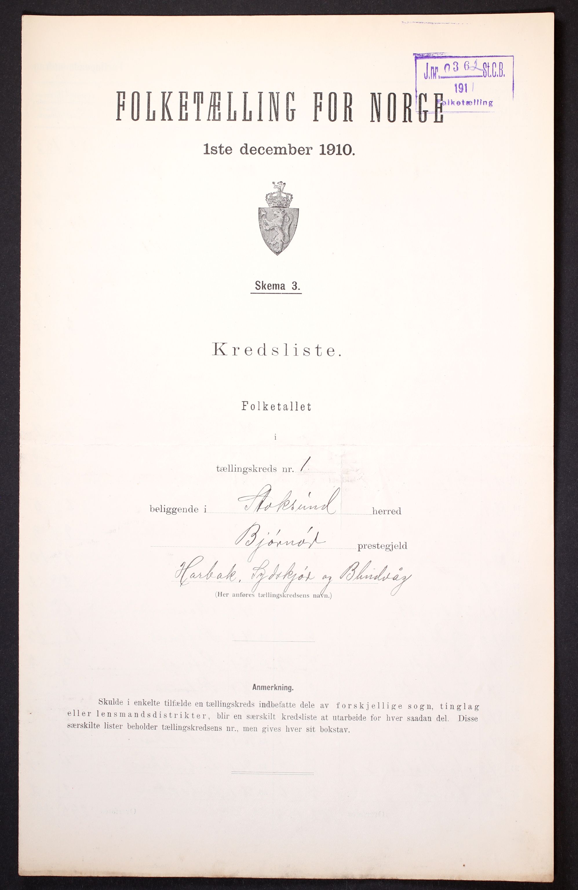 RA, 1910 census for Stoksund, 1910, p. 4