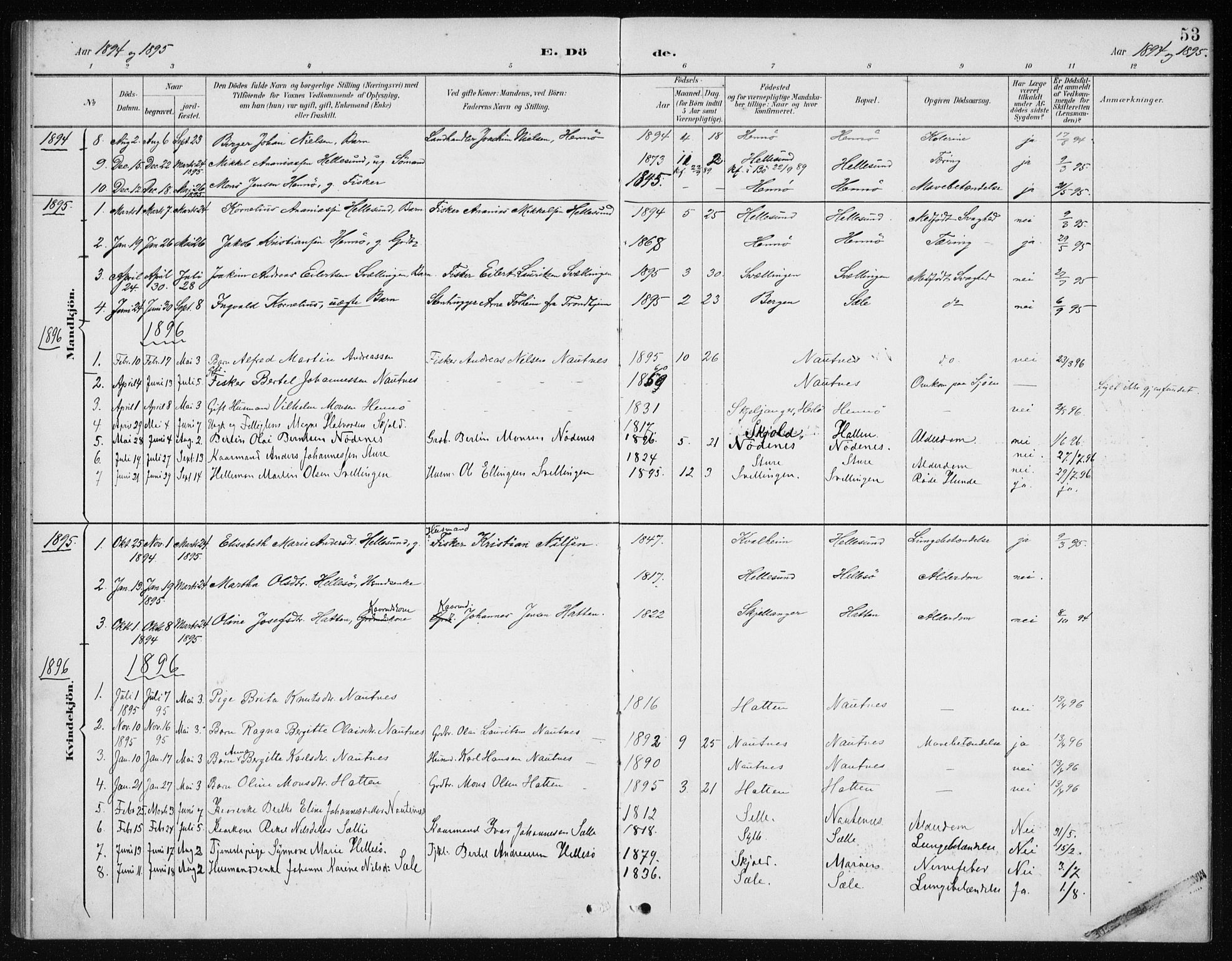 Manger sokneprestembete, AV/SAB-A-76801/H/Haa: Parish register (official) no. E  2, 1891-1902, p. 53