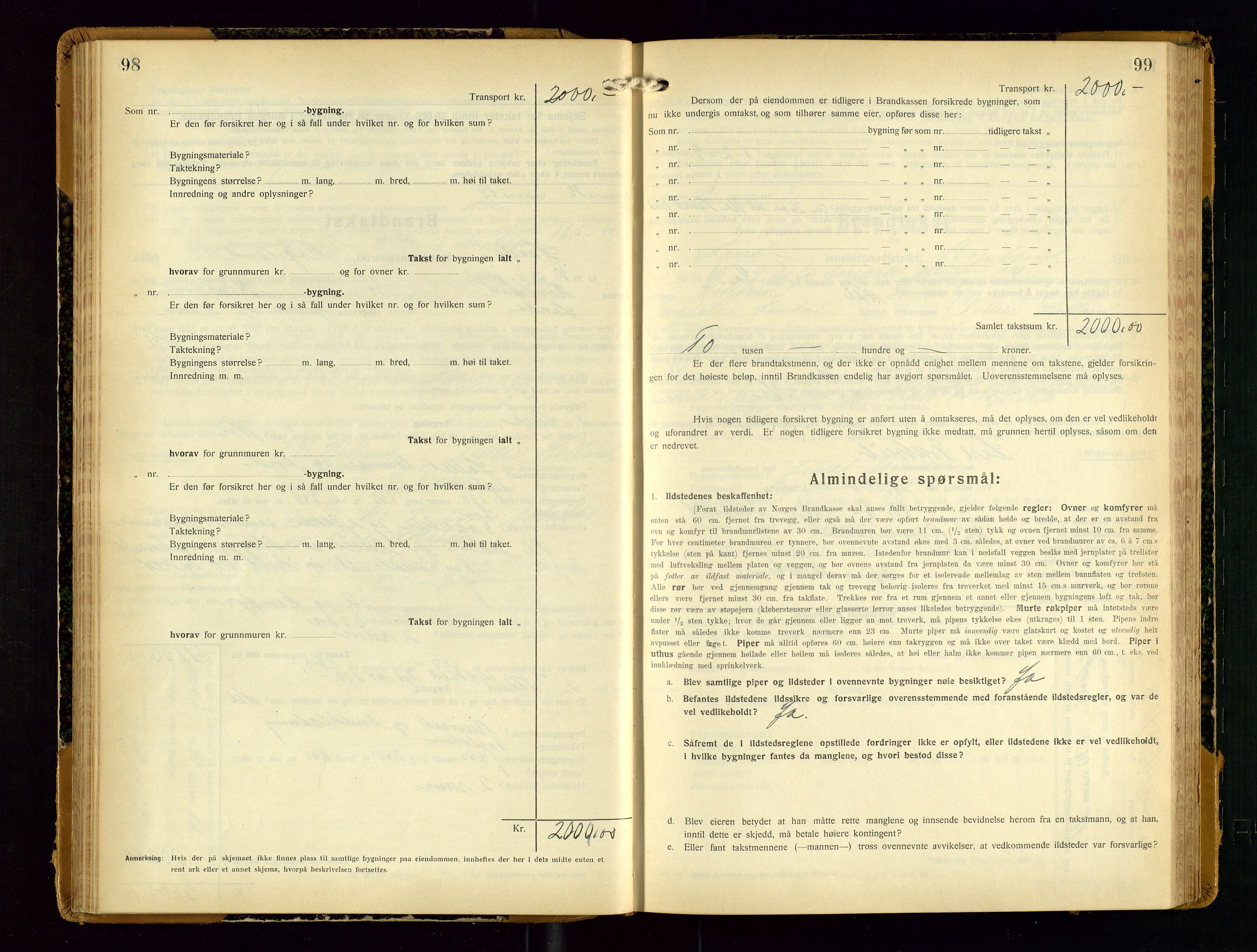 Sauda lensmannskontor, AV/SAST-A-100177/Gob/L0003: Branntakstprotokoll - skjematakst, 1928-1936, p. 98-99